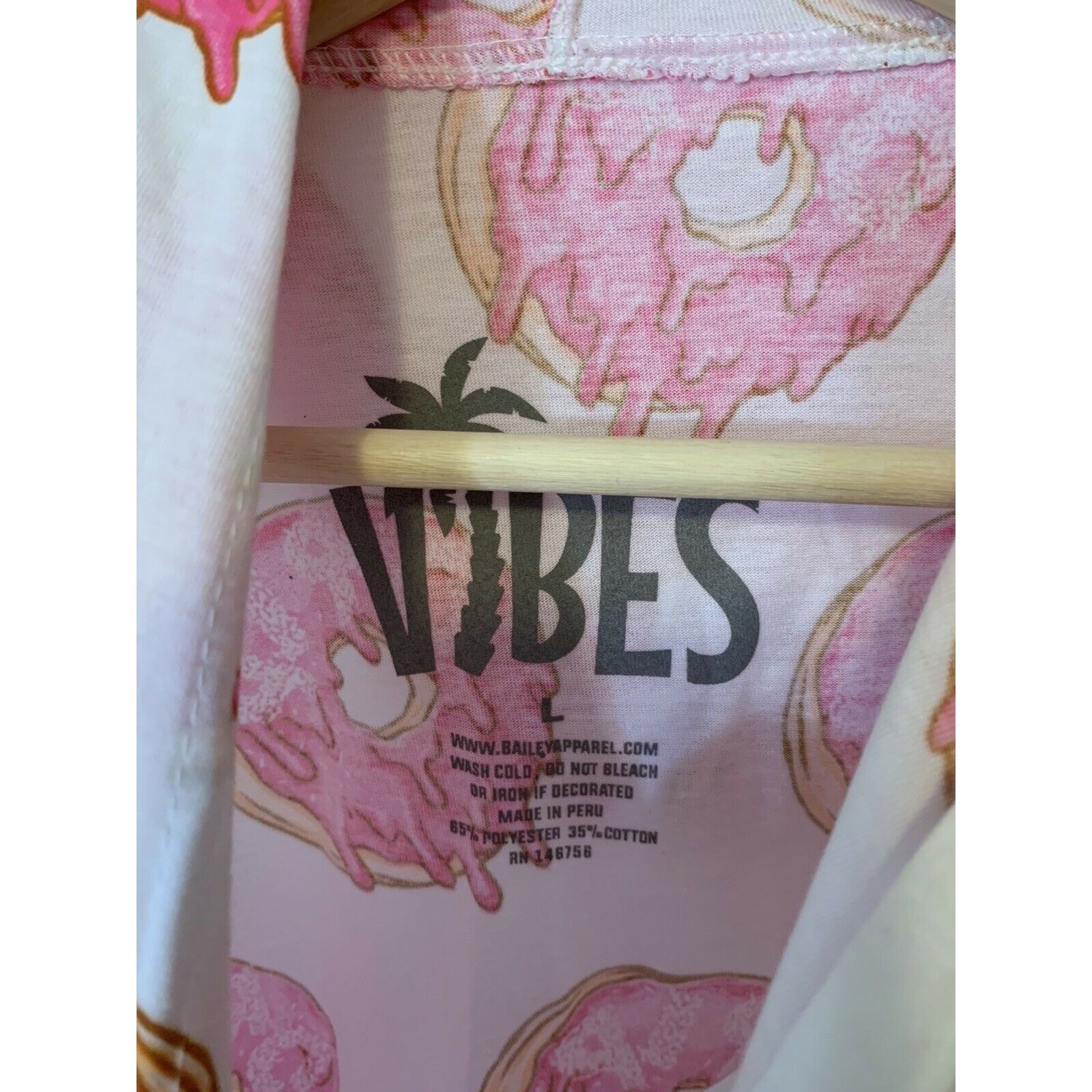 Other Vibes Donuts All Over Print Women’s Sz L Hoodie Light White Size L / US 10 / IT 46 - 2 Thumbnail