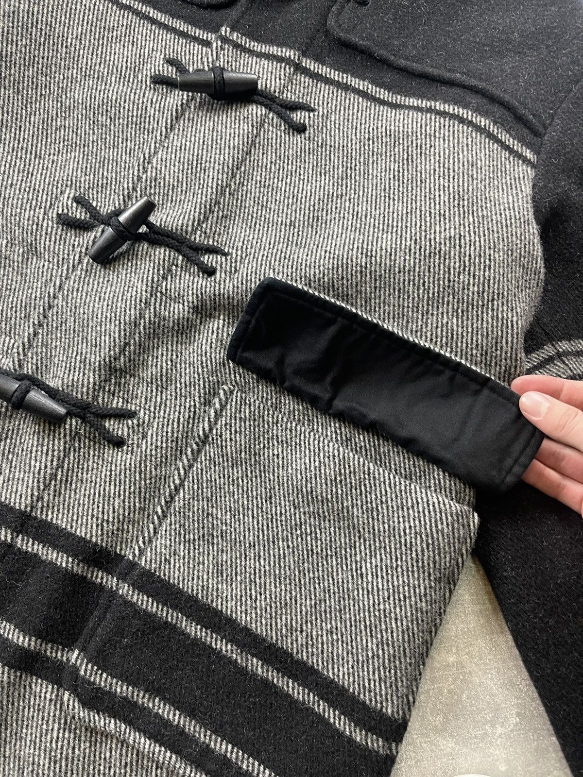 C.P. Company C.P. Company Wool C.P. Duffel Hooded Coat Black Grey Stripe Size US L / EU 52-54 / 3 - 14 Thumbnail
