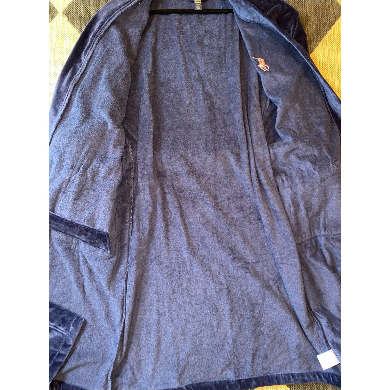 Polo Ralph Lauren Polo Ralph Lauren Navy Terry Robe w Lg Red Polo Pony Mens S Size 46 - 9 Thumbnail