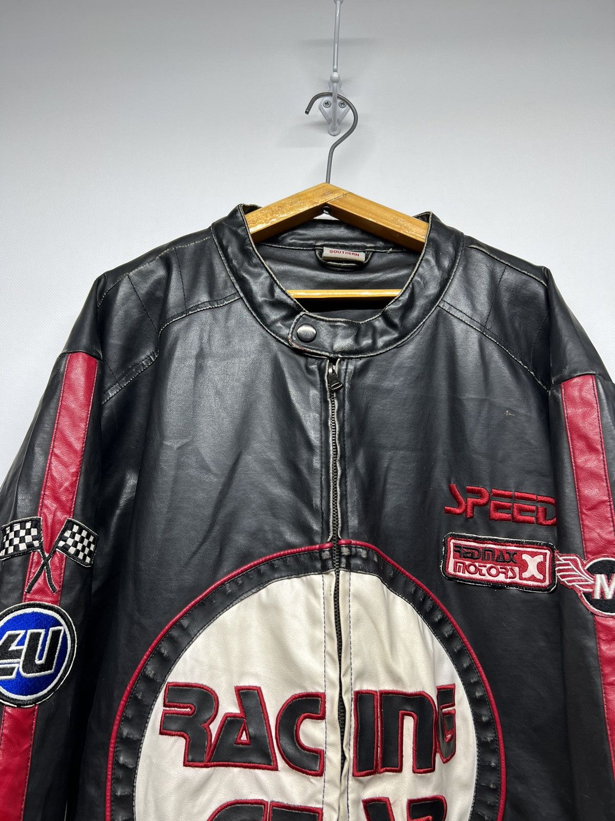 Vintage Y2k Redmax Speed Leather Racing Gear Jacket 00's