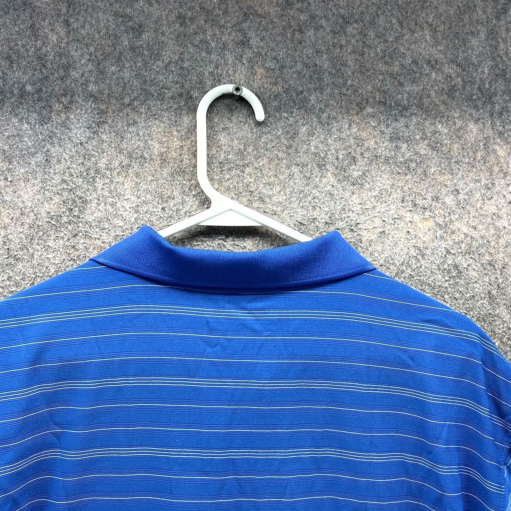 Nike VINTAGE Nike Polo Shirt Mens Large Blue Stripes Golf Fit Dry Golfer Performance Swoosh Shirt Men Regular Short Sleeve Striped Nike Golf 90s Mens Size US L / EU 52-54 / 3 - 7 Thumbnail