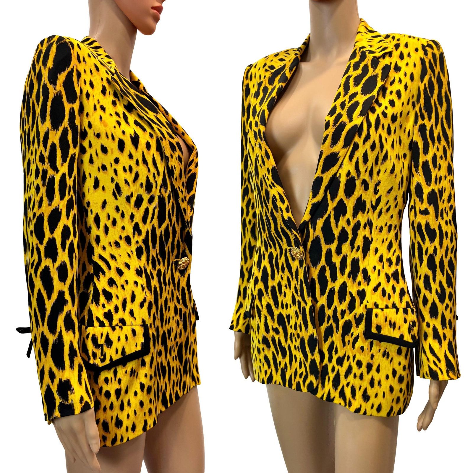 Versace × Vintage Gianni Versace Couture SS1992 Leopard Silk Blazer Size XS / US 0-2 / IT 36-38 - 13 Thumbnail