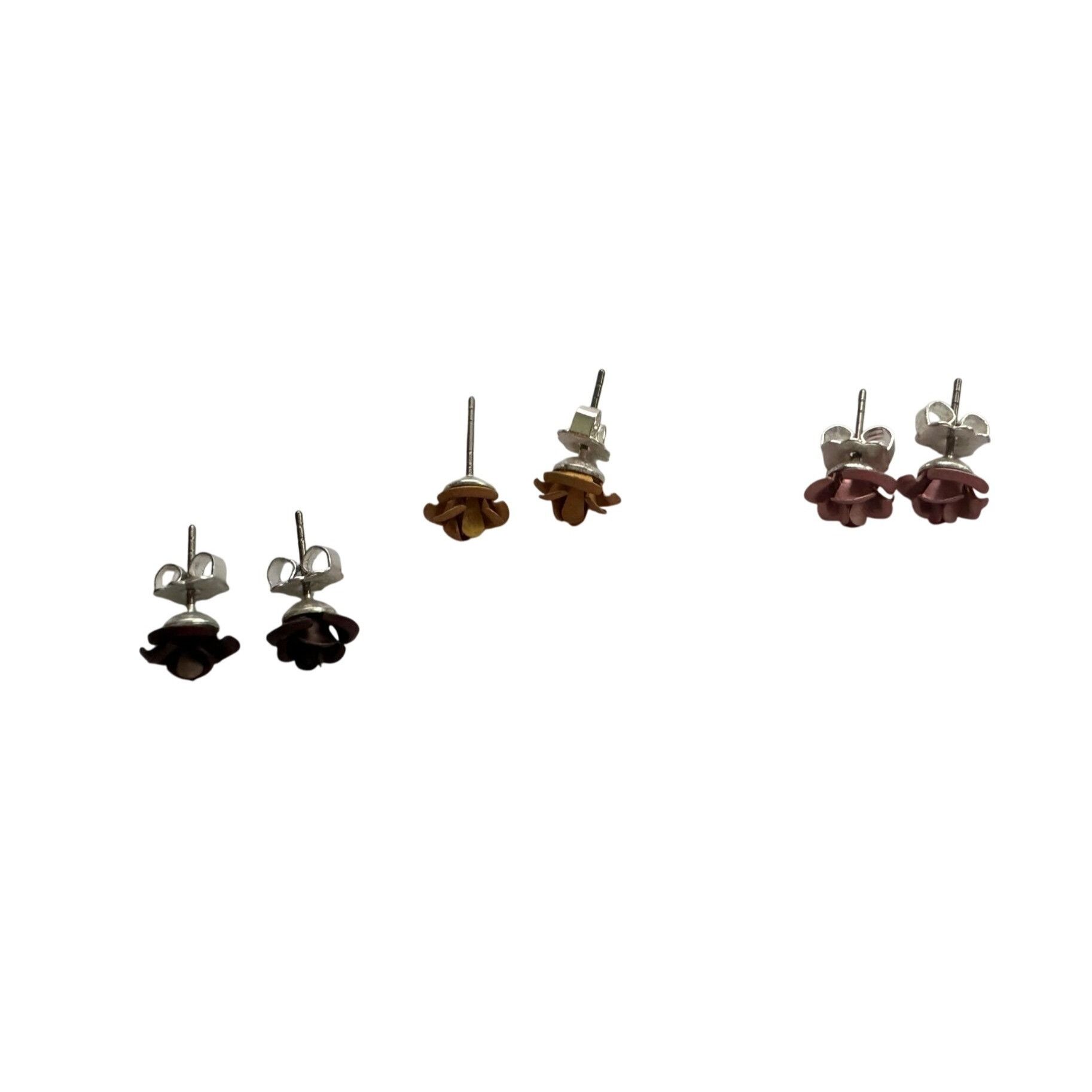 Other Three Pairs of Women's Rose Flower Stud Earrings with Backin Size ONE SIZE - 7 Thumbnail