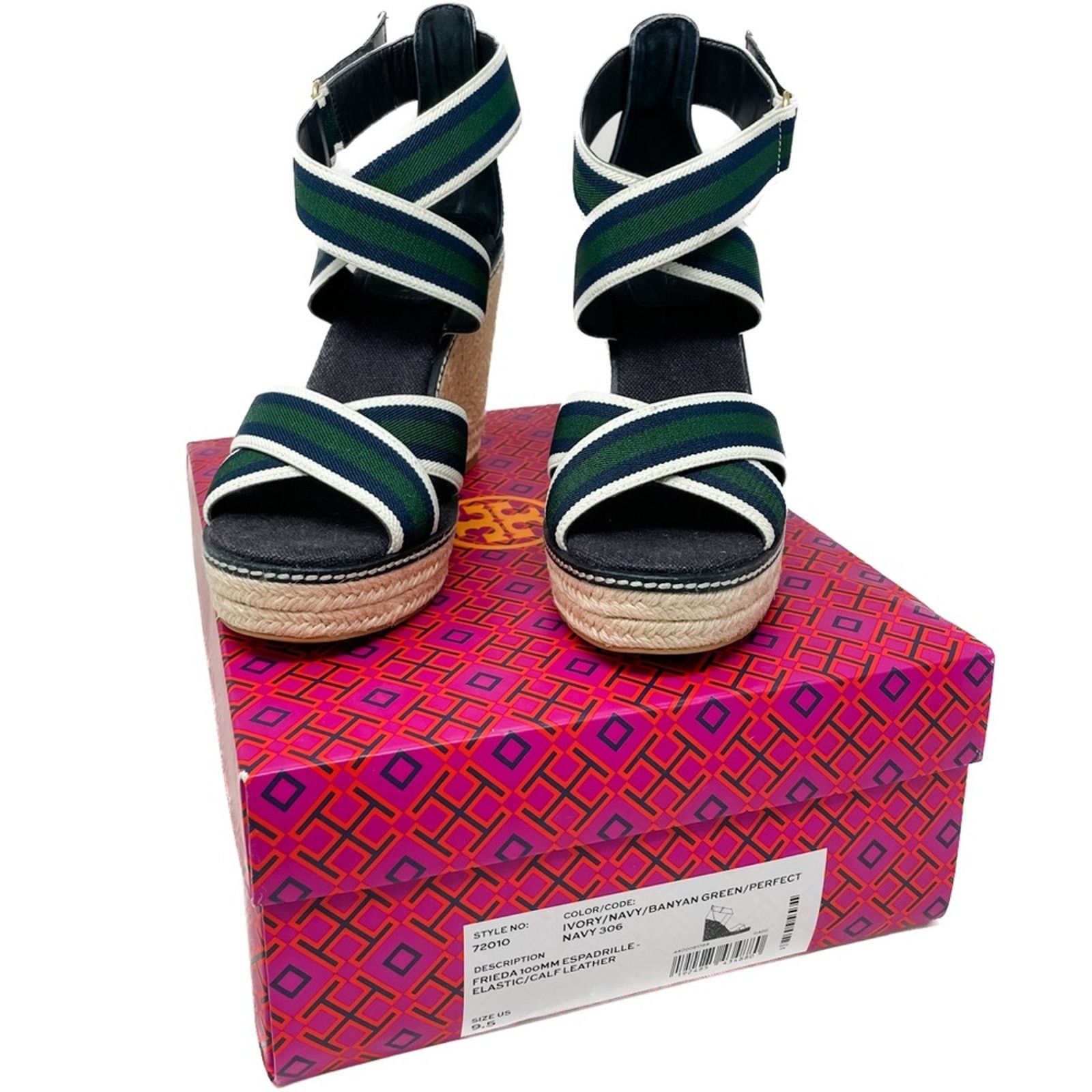 Tory Burch Tory Burch Frieda Stripe Canvas Leather Espadrilles size 9.5 Size US 9.5 / IT 39.5 - 2 Thumbnail