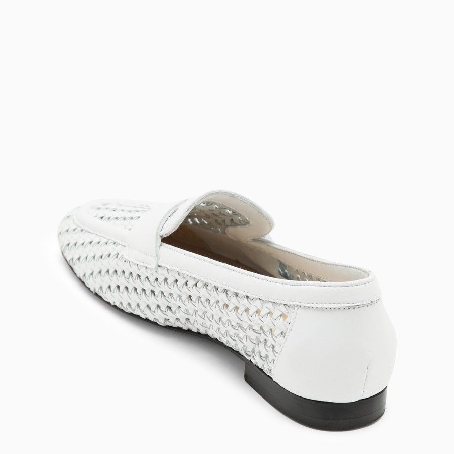 Doucal's o1d2blof0824 Woven Leather Moccasin in White Size US 8.5 / IT 38.5 - 4 Thumbnail
