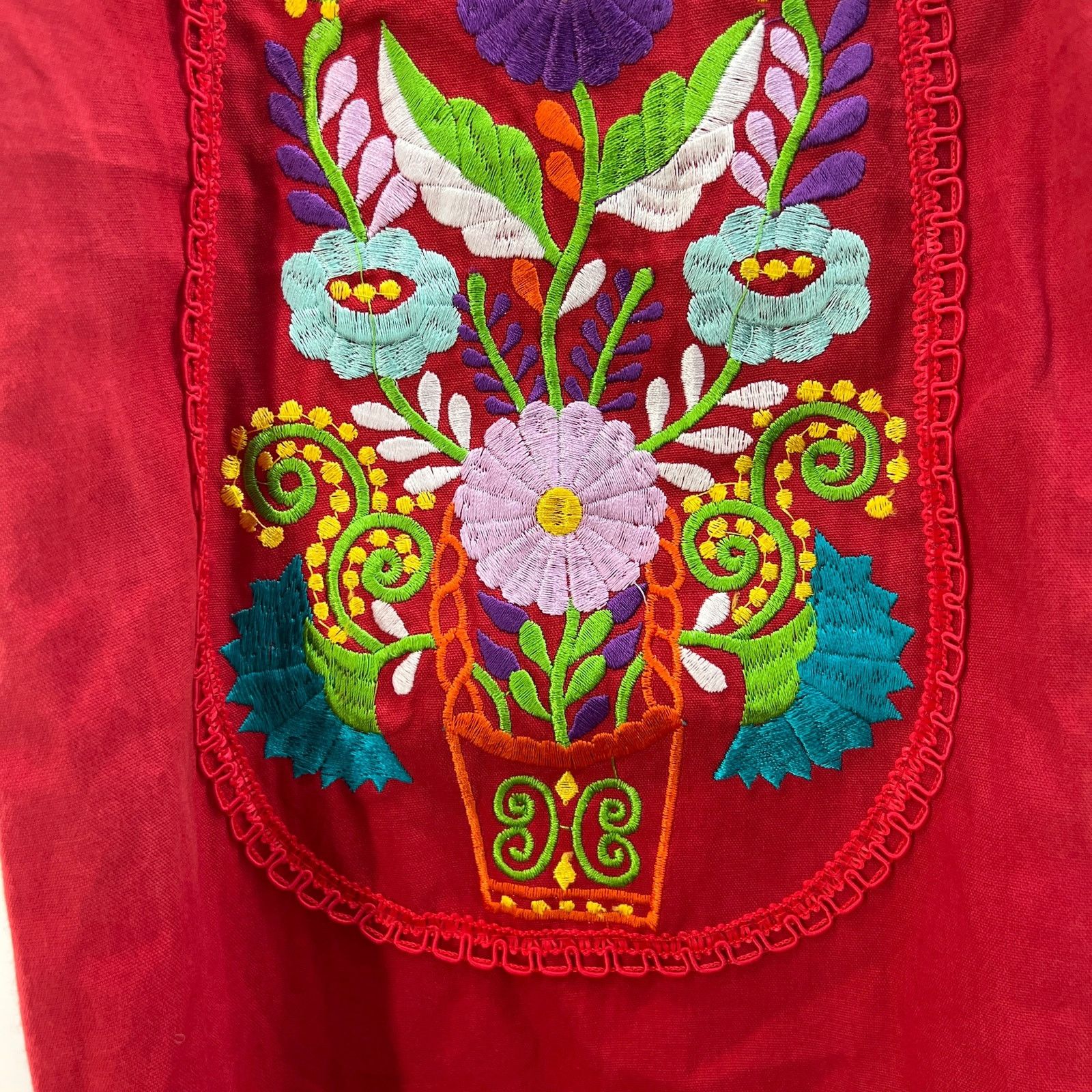 Handmade Handmade Embroidered Floral Mexican Dress Red Size M / US 6-8 / IT 42-44 - 7 Thumbnail