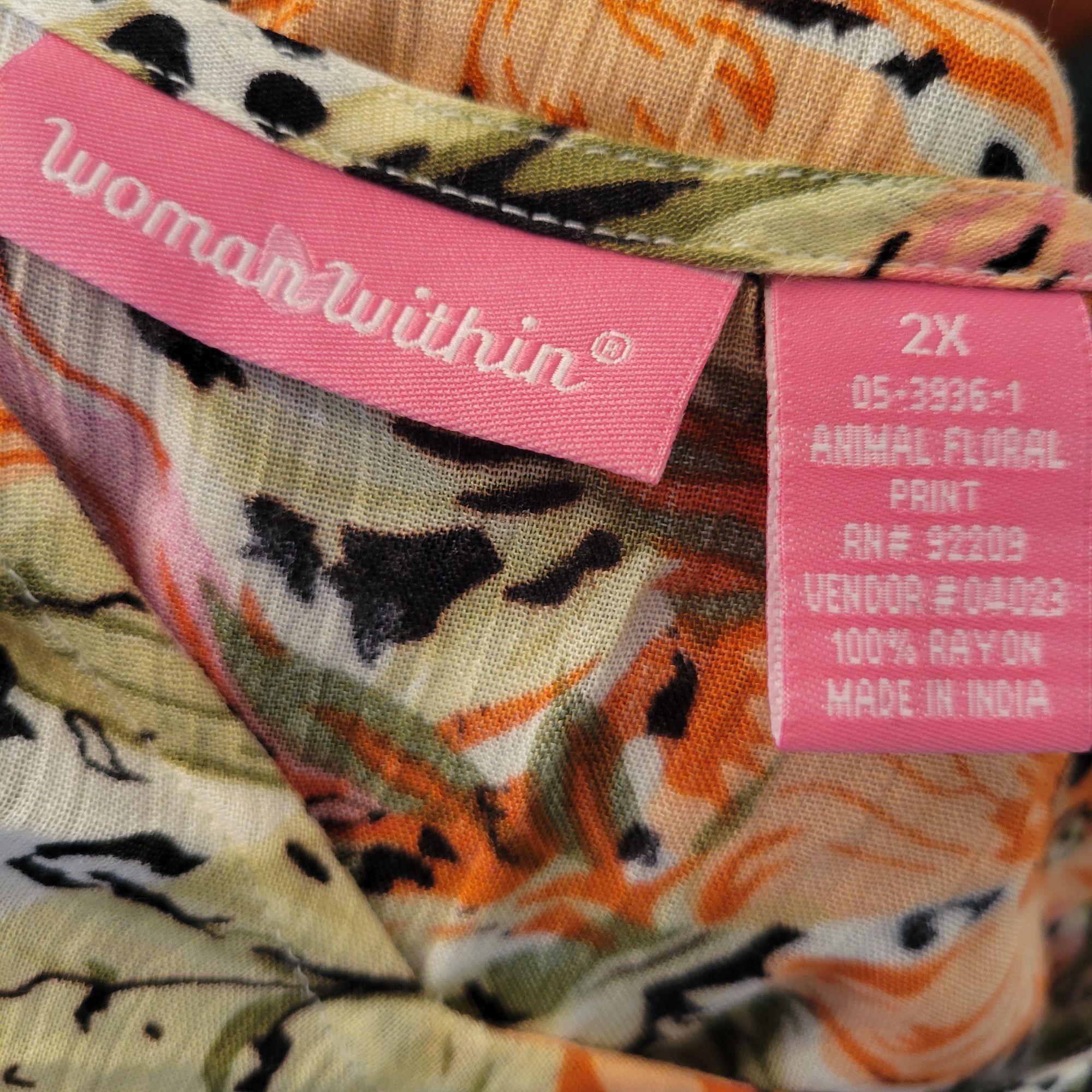 Other Woman Within 2X Sleeveless V Neck Dress Animal Floral Print Size XXL / US 16-18 / IT 52-54 - 3 Thumbnail