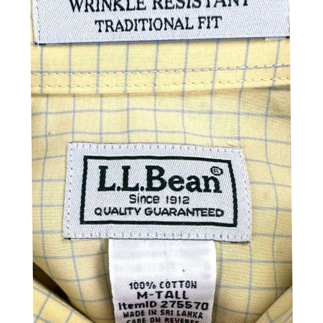 Vintage L.L. Bean Button-Down Shirt Mens Medium Tall Yellow Check Traditional Fit Size US M / EU 48-50 / 2 - 4 Thumbnail