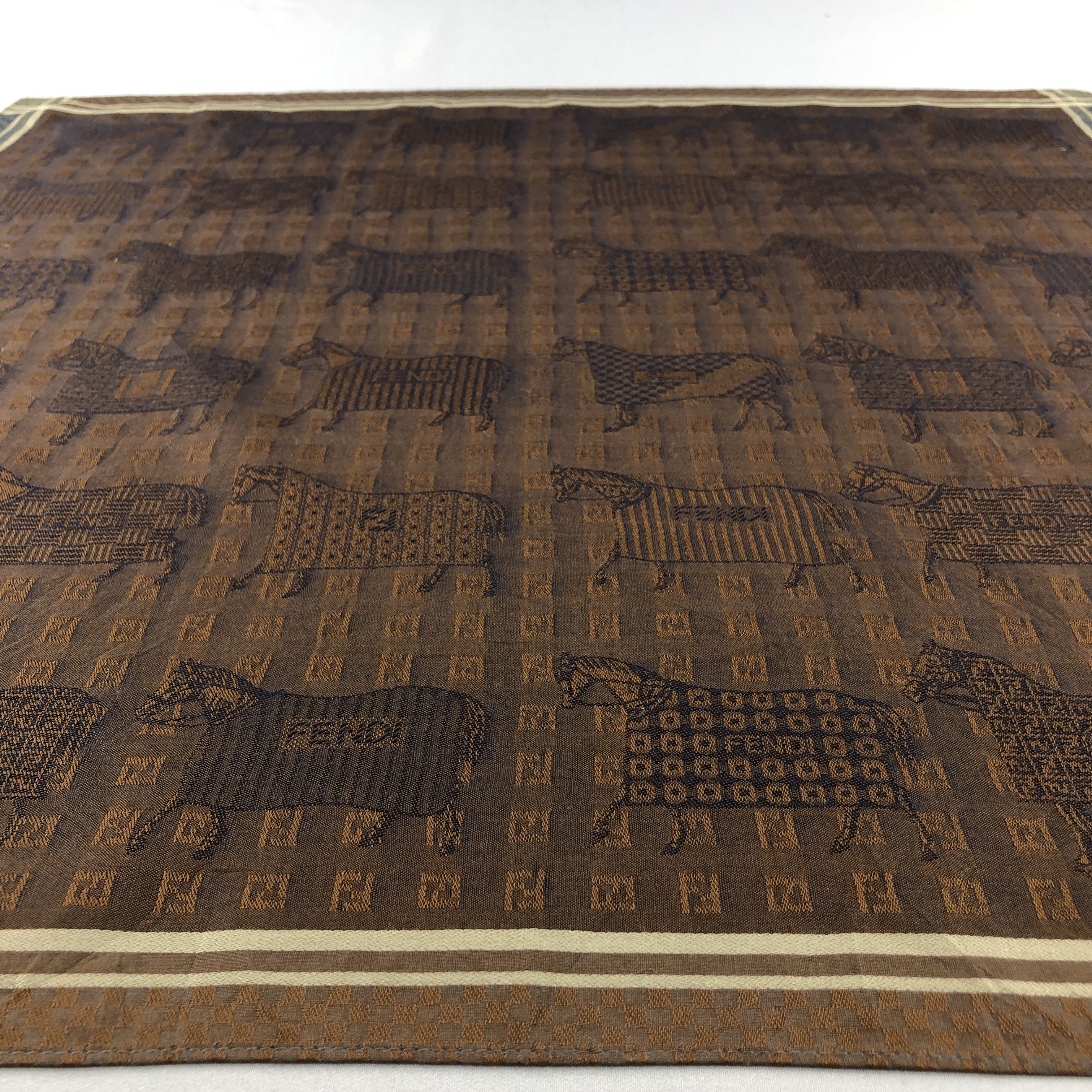 Japanese Brand Fendi Monogram FF Handkerchief Neckerchief Bandana H3140 Size ONE SIZE - 4 Thumbnail