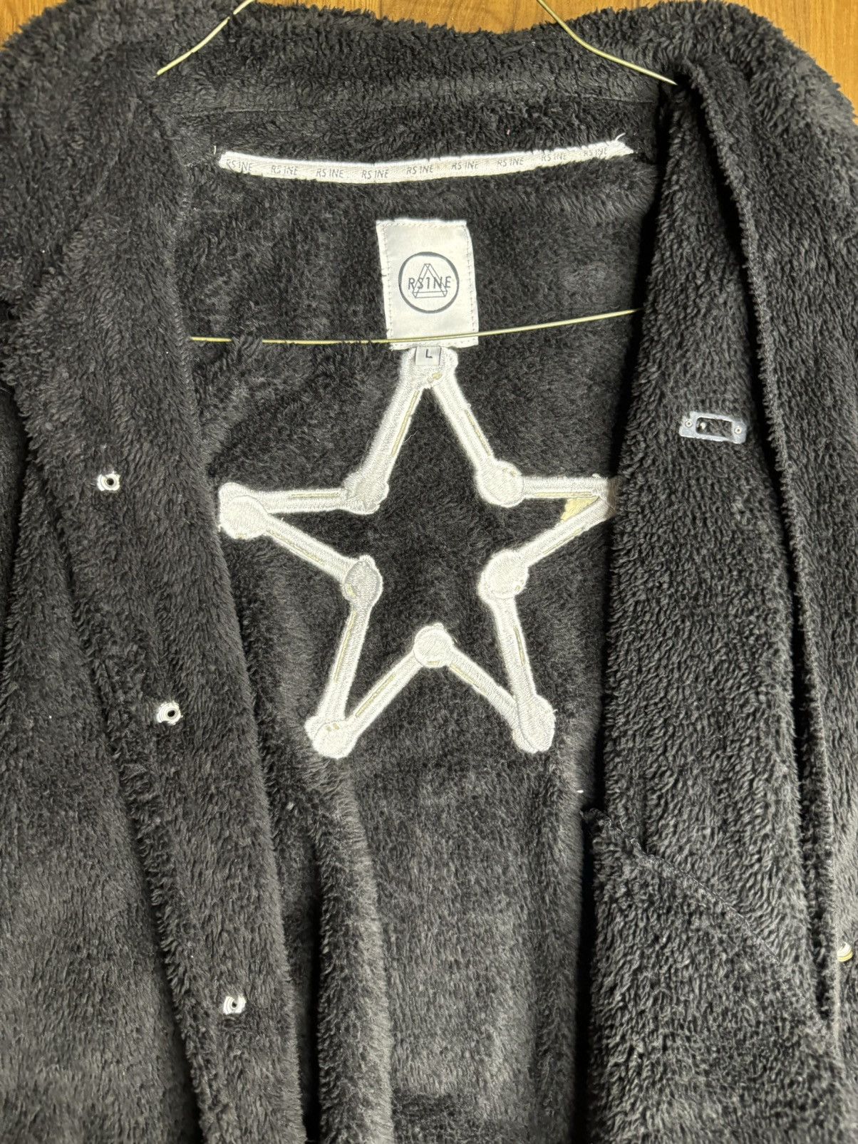 Other Black Fuzzy Star-Embroidered Varsity Jacket – Size US L / EU 52-54 / 3 - 2 Thumbnail