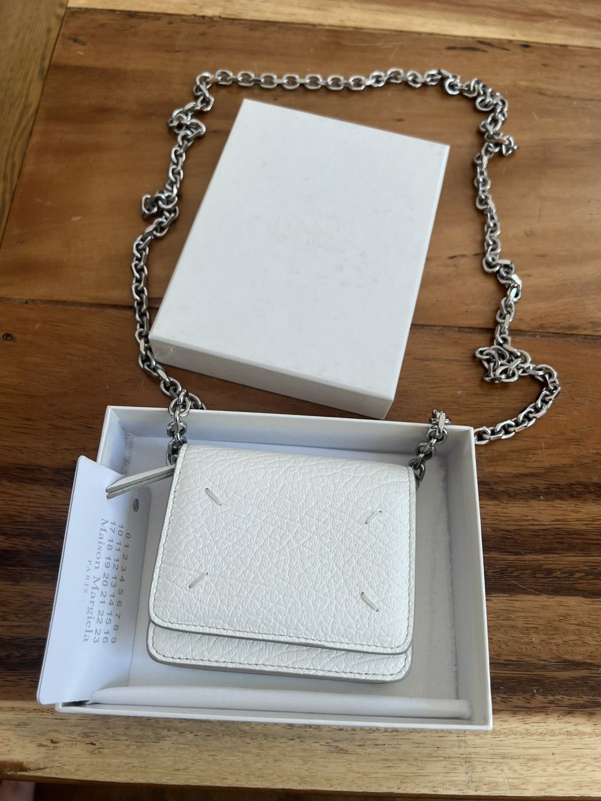 Maison Margiela Maison Margiela Four Stitches leather chain wallet White Size ONE SIZE - 9 Thumbnail