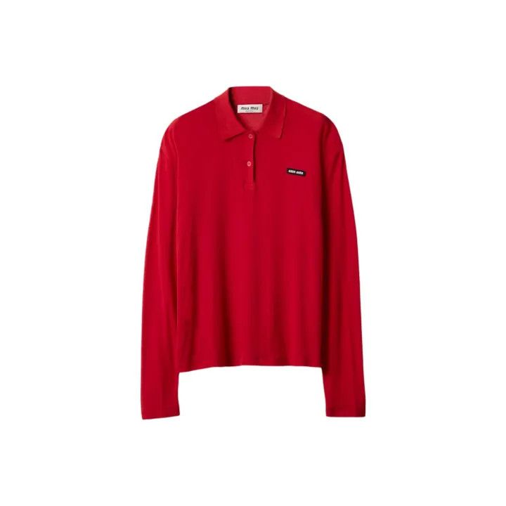Miu Miu Miu Miu Red Casual Knit Polo Shirt 0079 Size M / US 6-8 / IT 42-44 - 1 Thumbnail