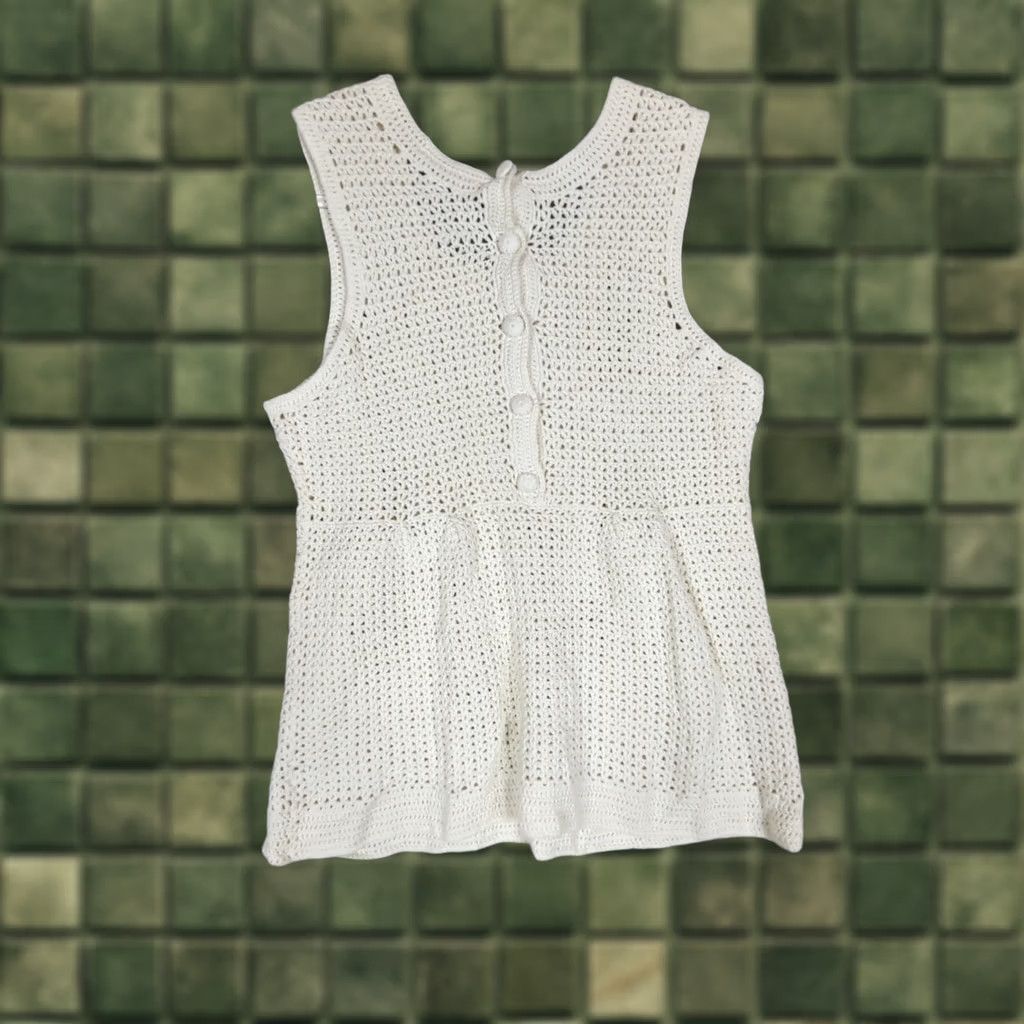 Vintage ny Collection Tank Top Womens L Ivory Crochet Festival Hippie Beach Boho Tank Womens L Ivory Crochet Camisole Hippie Beach Boho 90s Theme Conducts: Size L / US 10 / IT 46 - 1 Thumbnail