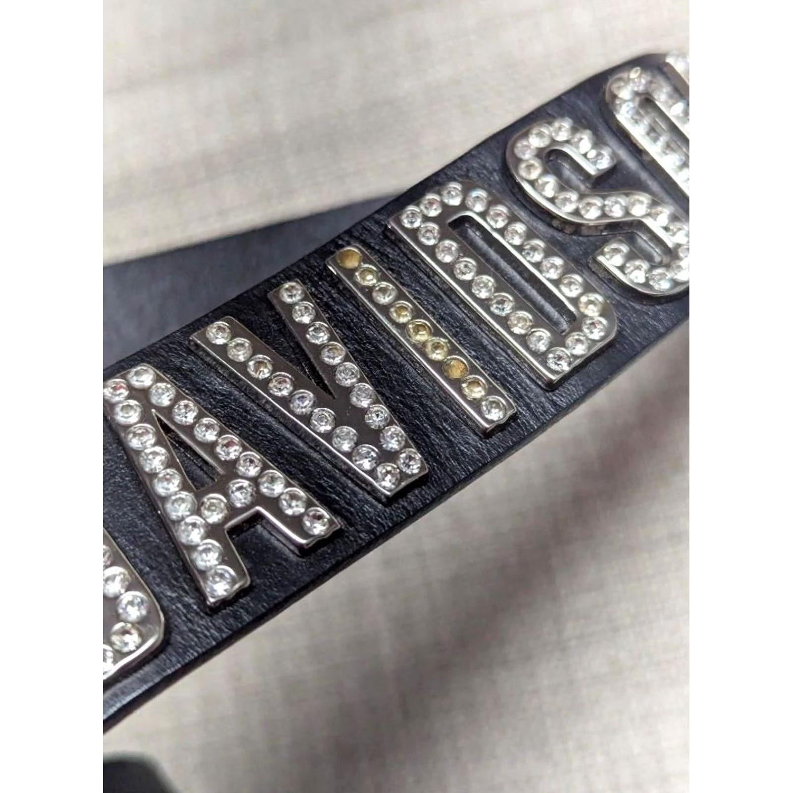 Harley Davidson VINTAGE Harley-Davidson belt 32 leather western buckle belt Men Black Rhinestone Studded US-made Size 32 - 4 Thumbnail