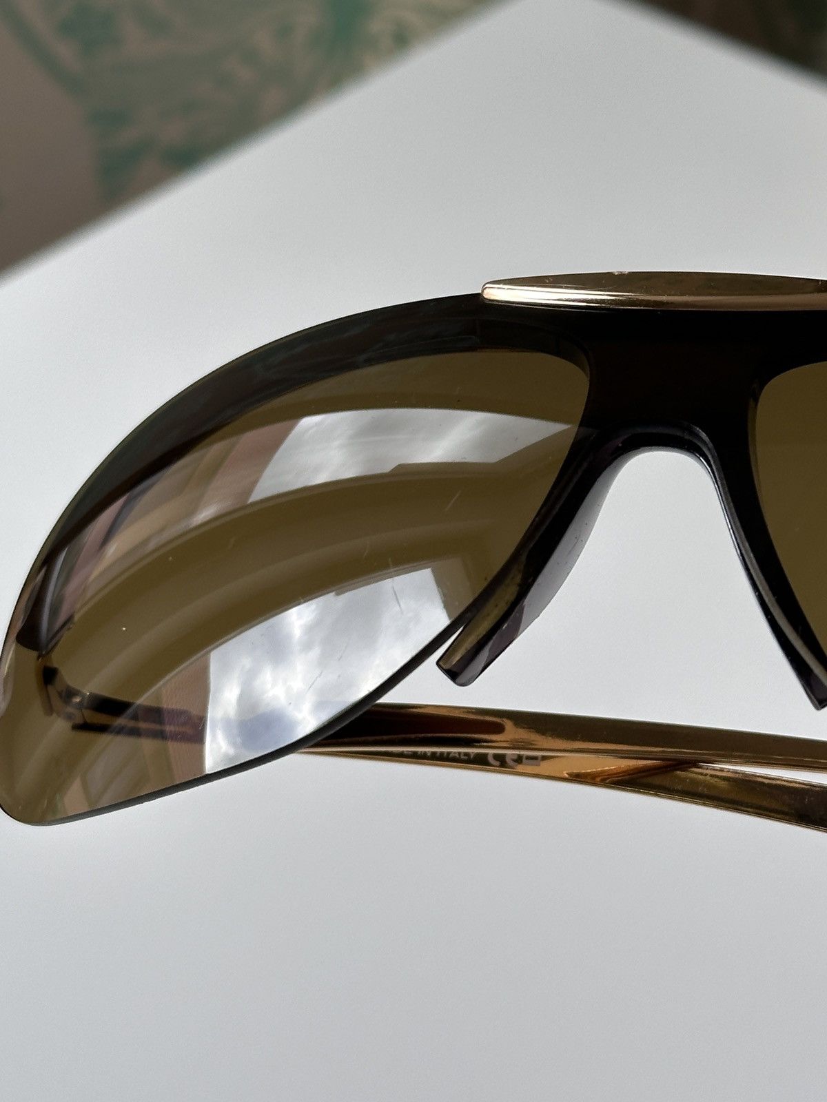Chanel CHANEL Shield Mask Rimless Brown Gold Sunglasses 6007 Y2K Size ONE SIZE - 17 Thumbnail