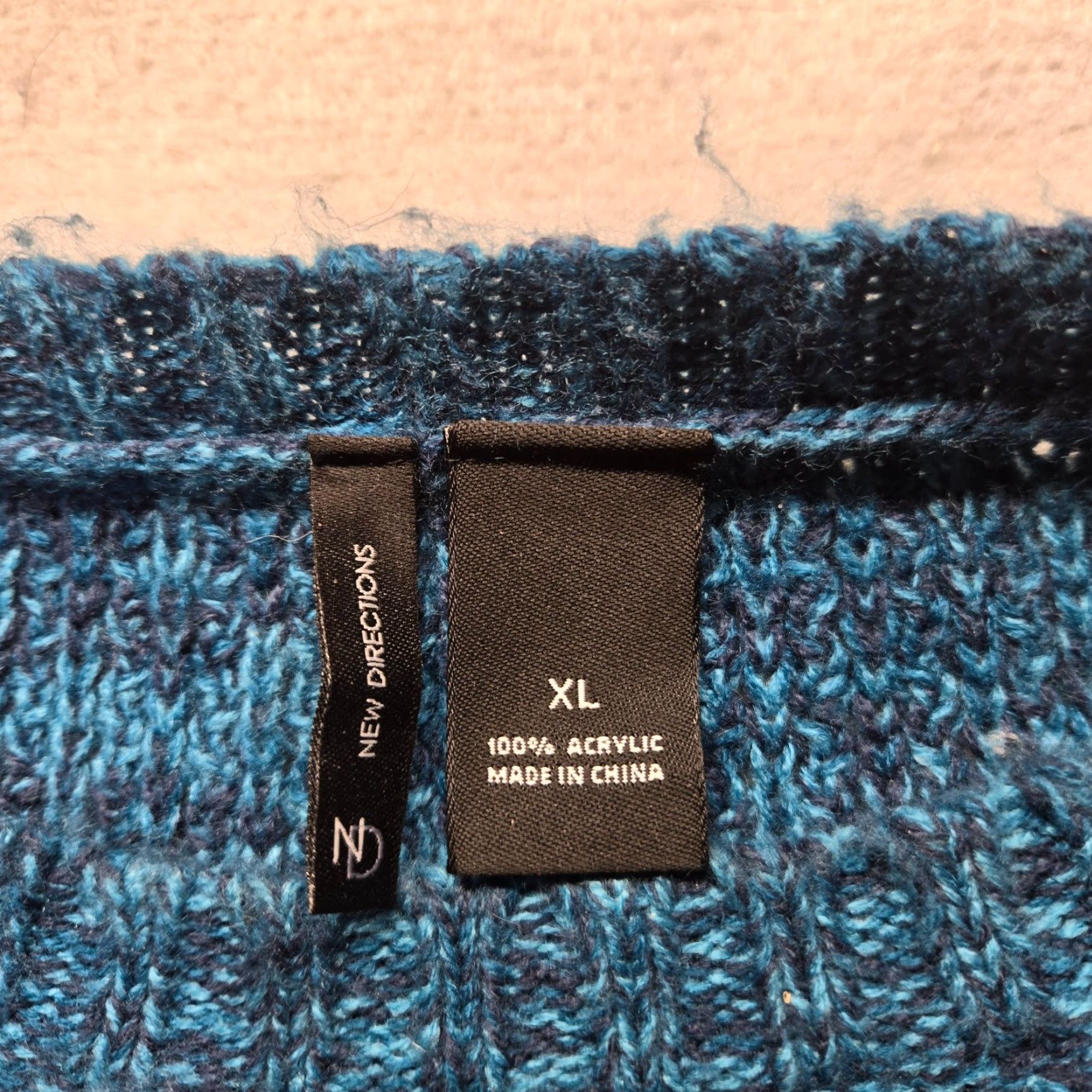 Vintage New Directions Sweater Shirt Adult XL Blue Stretch Knit Pullover Open-Knit 60s Classic Modern Womens Size XL / US 12-14 / IT 48-50 - 2 Thumbnail