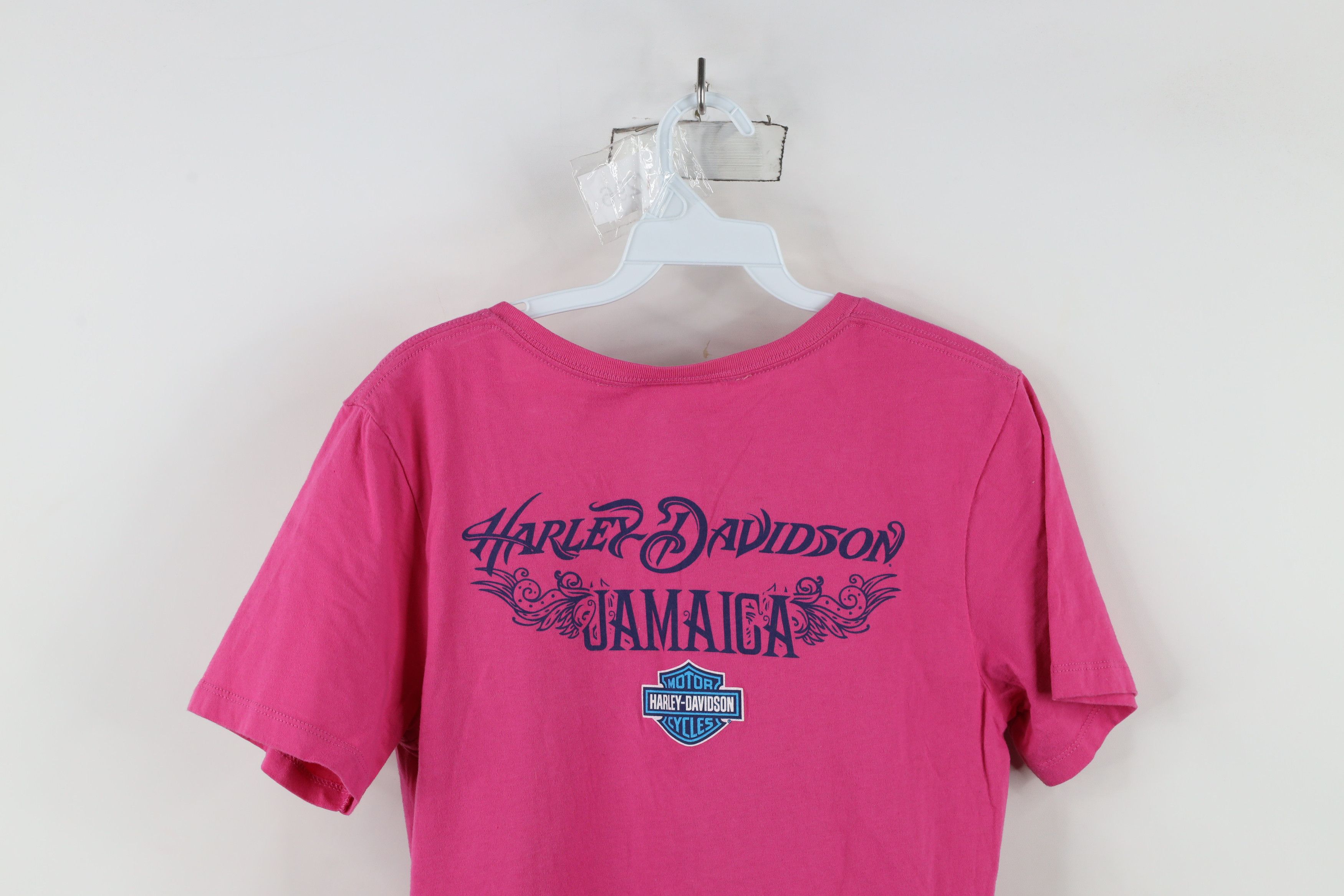 Harley Davidson × Vintage Vintage Harley Davidson Tribal Jamaica V-Neck T-Shirt Pink Size XL / US 12-14 / IT 48-50 - 10 Thumbnail