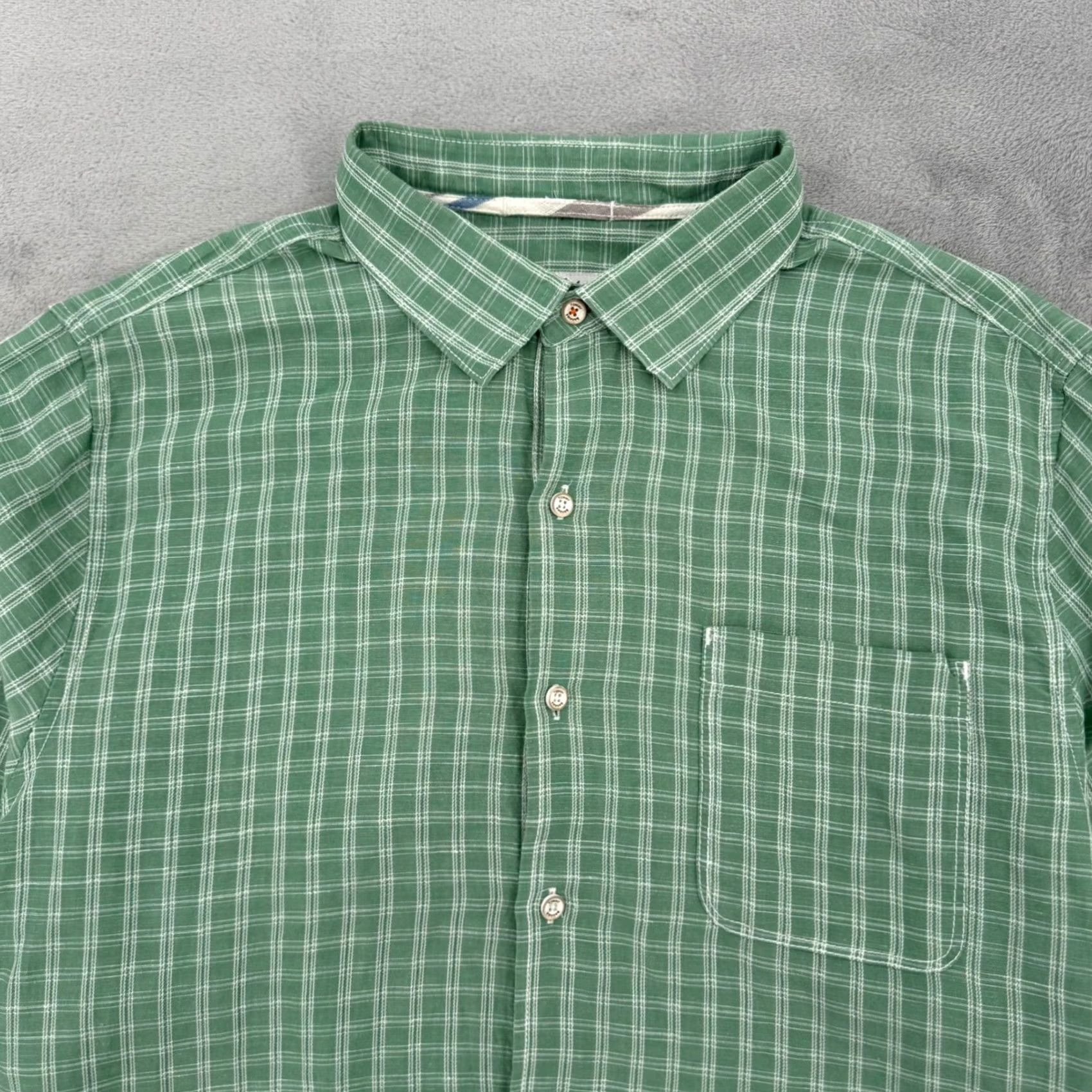 Tommy Bahama Tommy Bahama Mens Green Plaid Linen Tencel Blend Button-Down Shirt L Size US L / EU 52-54 / 3 - 3 Thumbnail