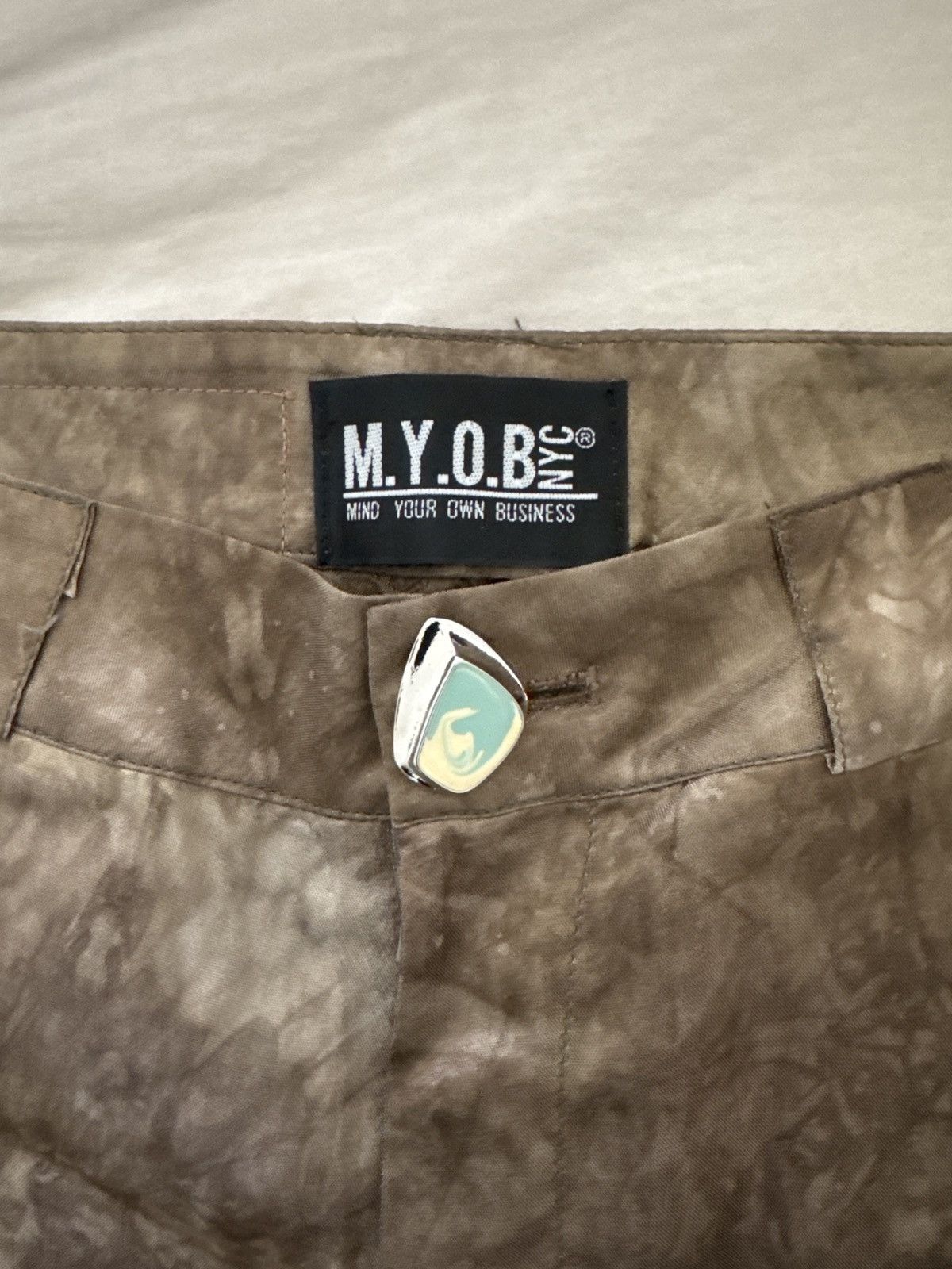Vintage M.Y.O.B NYC Flared Pants – Zebra Contrast & Tie-Dye Brown Size 25" / US 0 / IT 36 - 3 Thumbnail