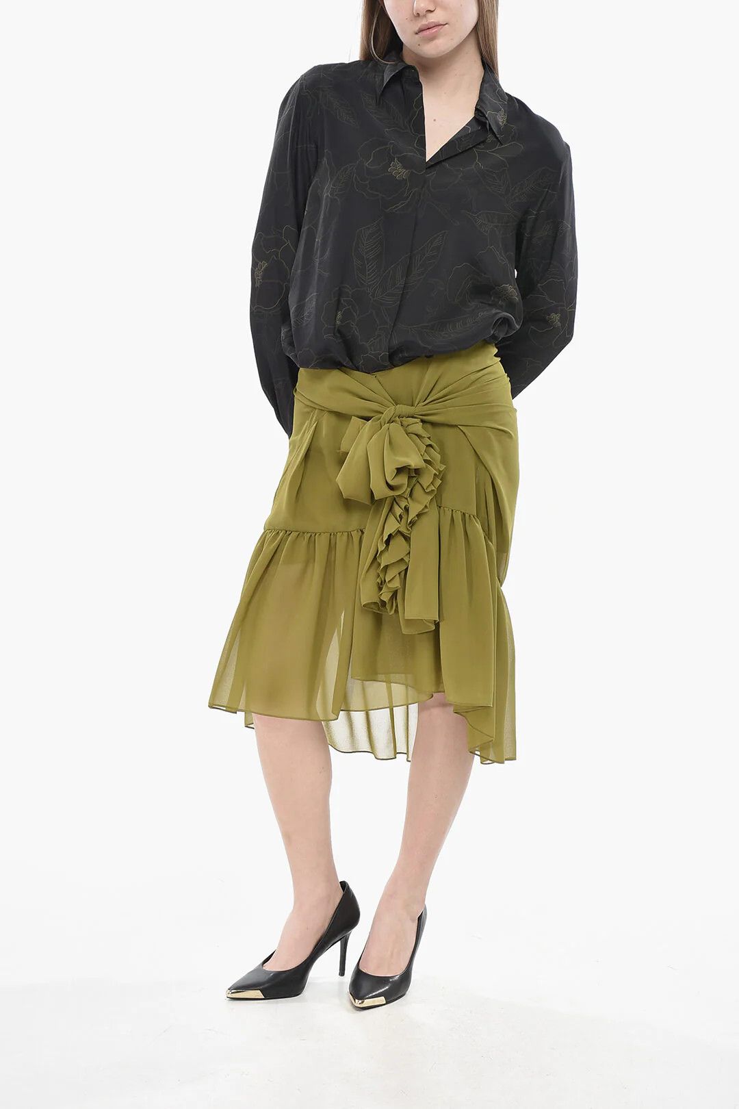 Dries Van Noten og1mm0426 Chiffon Tiered Skirt in Purple Size 27" / US 4 / IT 40 - 4 Thumbnail