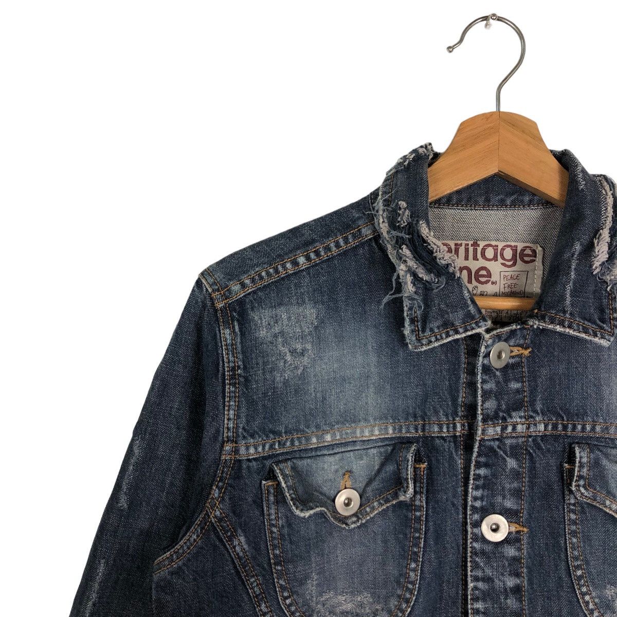 Japanese Brand 🔥Rare Distressed Denim Jacket Punk Design Herritage Stone Size US M / EU 48-50 / 2 - 7 Thumbnail