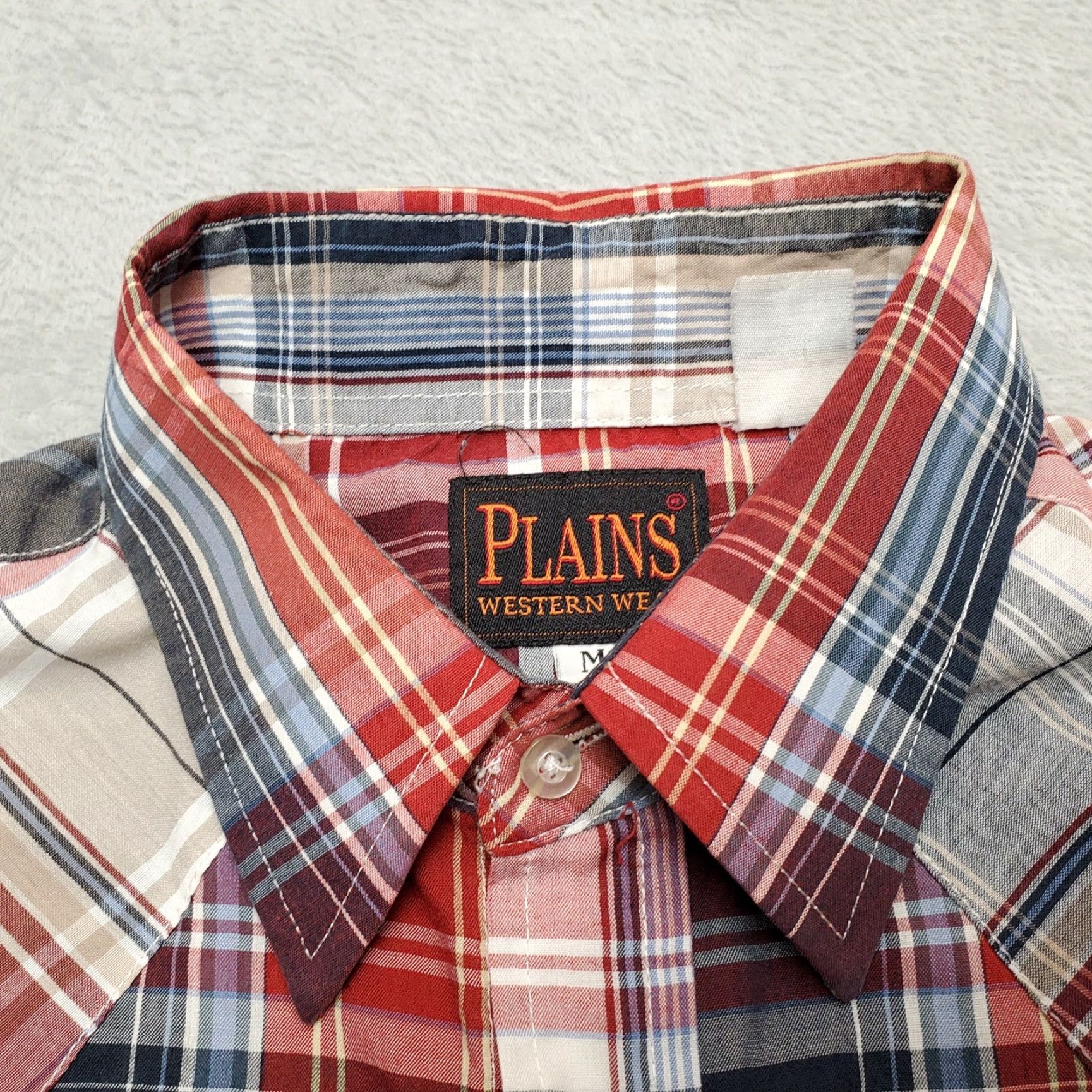 Vintage VINTAGE Plains Western Wear Shirt Mens M Red Blue Plaid Pearl Snap Cowboy Casual Cotton Blend Button-Up Short Sleeve Western Pattern Pockets Size US M / EU 48-50 / 2 - 3 Thumbnail