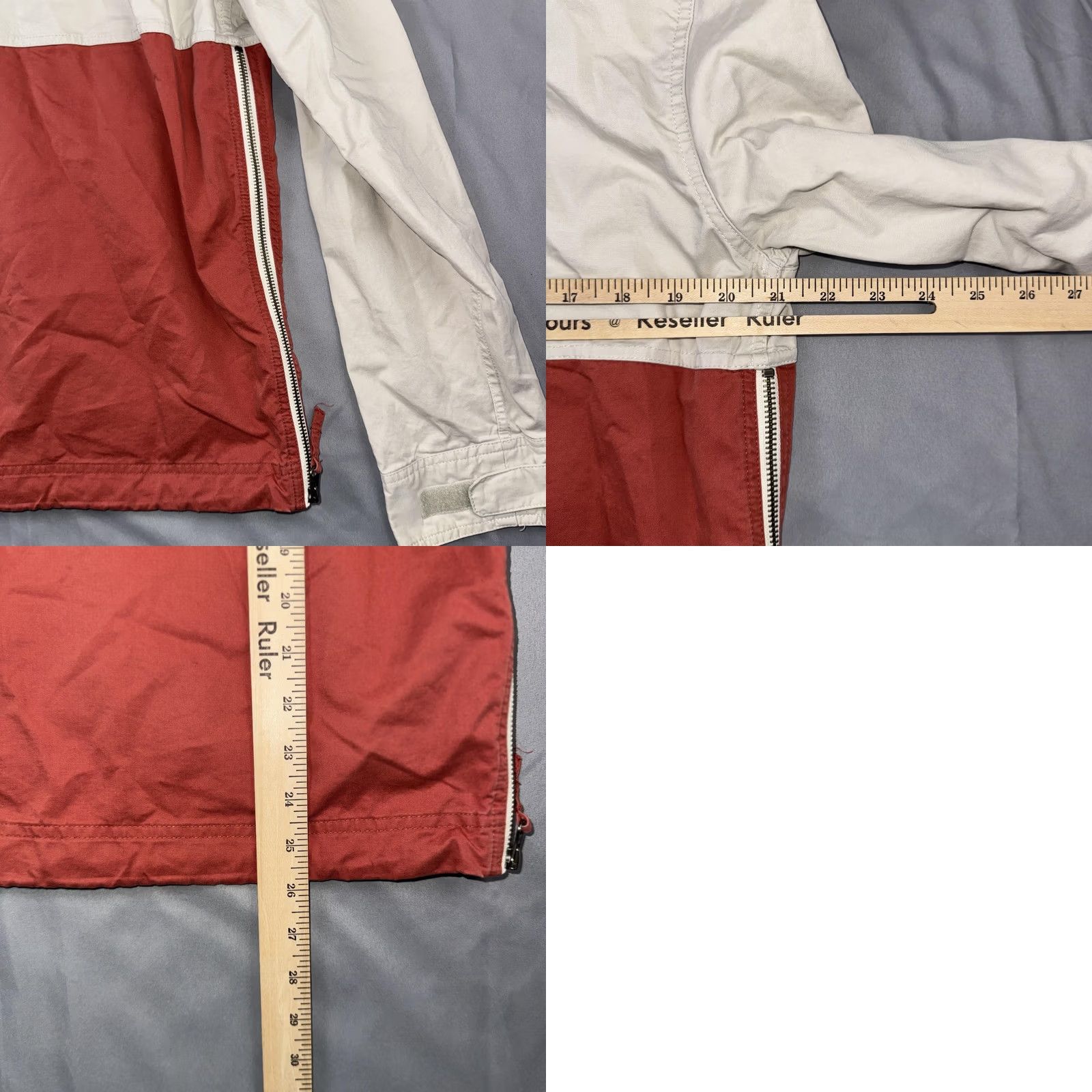 Marine Layer Marine Layer Jacket Mens Medium Beige Red 1/4 Zip Hooded Anorak Pocket Pullover Size US M / EU 48-50 / 2 - 8 Thumbnail