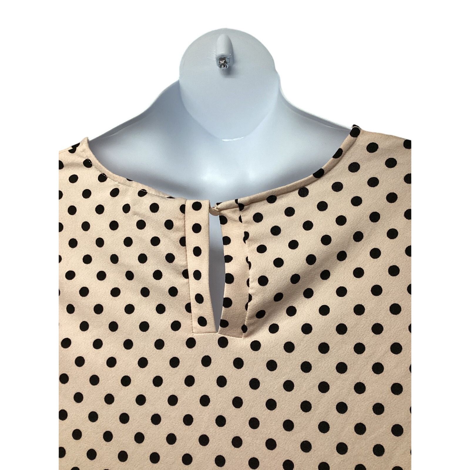 Adrianna Papell Adrianna Papell Beige Polka Dot Top Shirt XL Stretch Size XL / US 12-14 / IT 48-50 - 4 Thumbnail