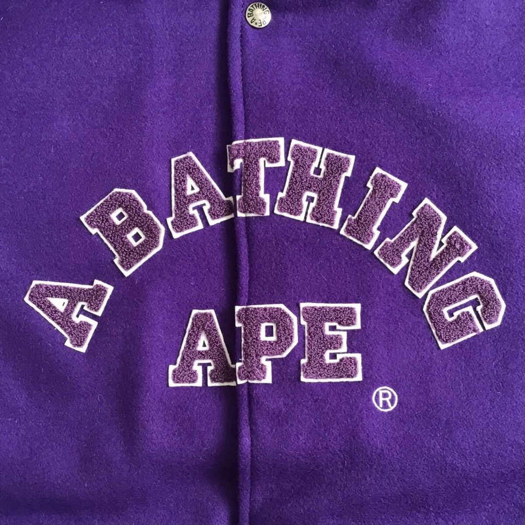 Bape BAPE Giant Head Leather Sleeve Varsity Jacket a bathing ape Size US XL / EU 56 / 4 - 4 Thumbnail