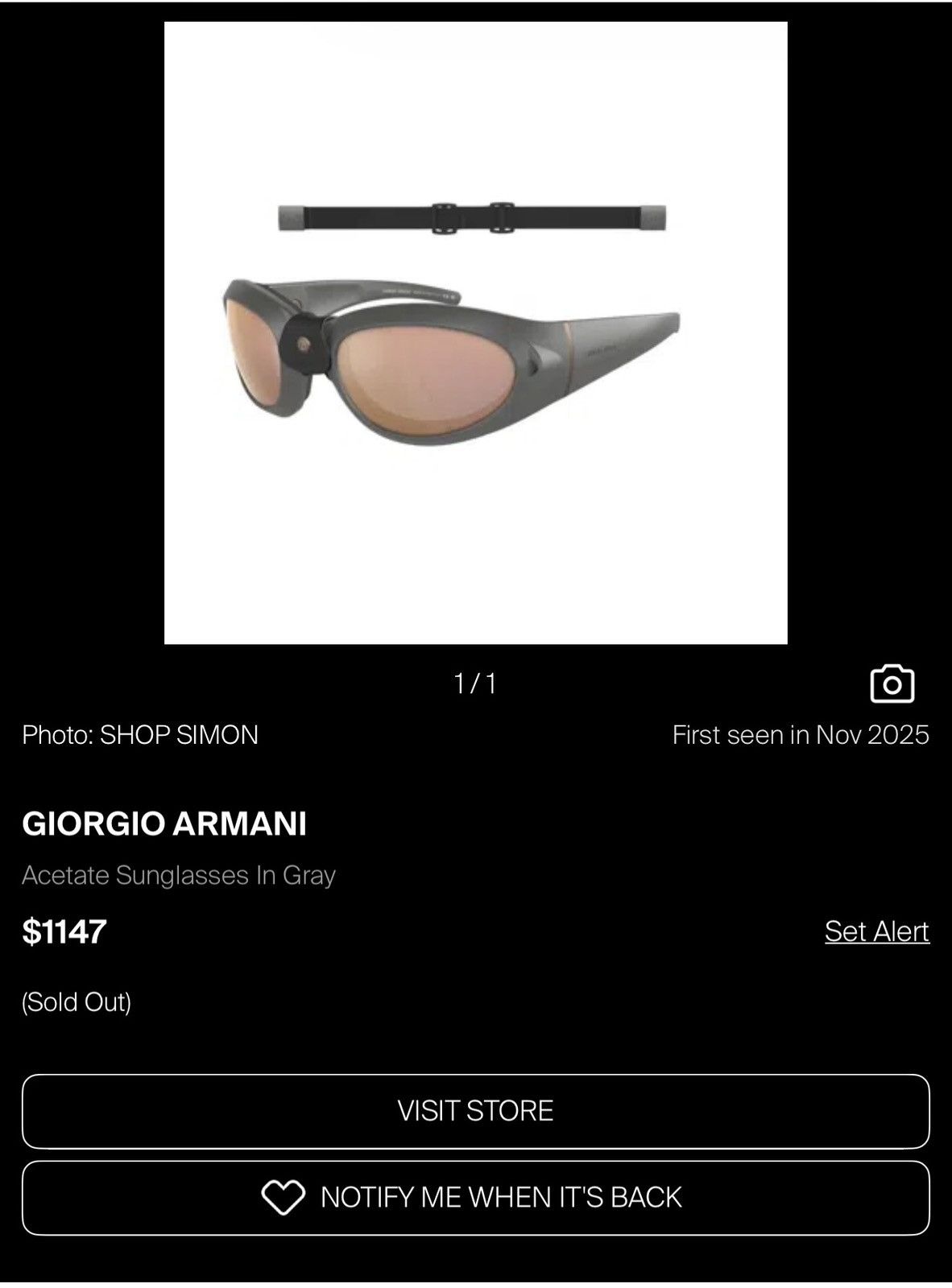 Giorgio Armani Removable strap reflective AR8201Q60504Z sunglasses Size ONE SIZE - 3 Thumbnail