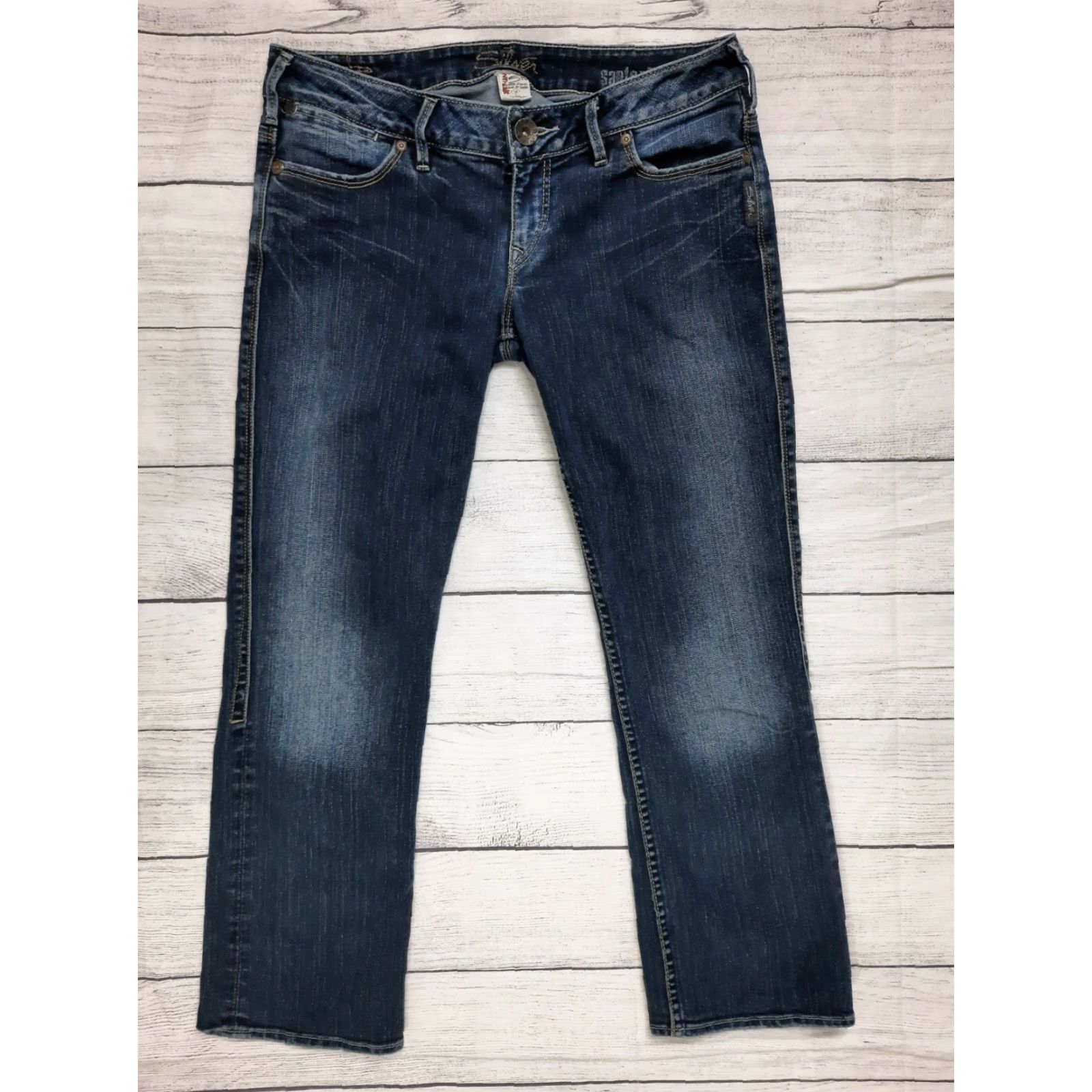 Silver Jeans Co. VINTAGE? Silver Jeans Santorini Capri Womens Size 29 Inseam 25 Capris Denim Stretch Dark Blue M4J Ladies Mens? Size 29" - 5 Thumbnail