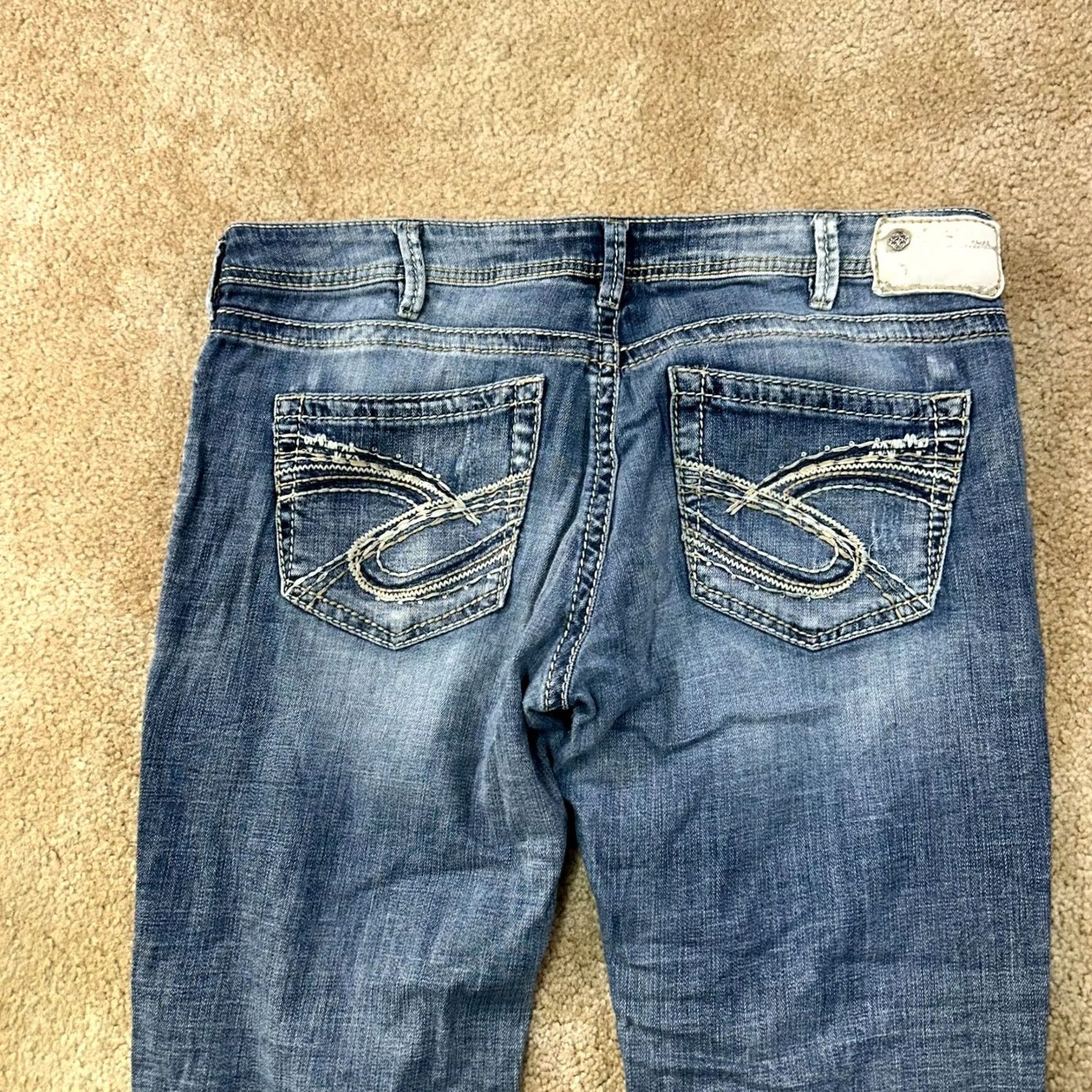 Silver Jeans Co. Silver Jeans Women's 34x28 Boyfriend Jeans Denim 5-Pocket Stretch Blue Slim Regular Rise Mid WC City Logo Vintage: No Size 24" / US 00 / IT 34 - 6 Thumbnail