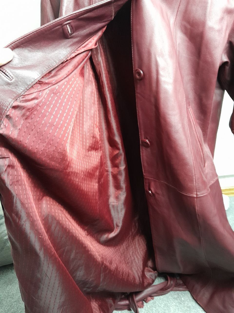 Other Vintage Leather Belted Trench Coat with Fringe - 2XL Size XXL / US 16-18 / IT 52-54 - 14 Thumbnail