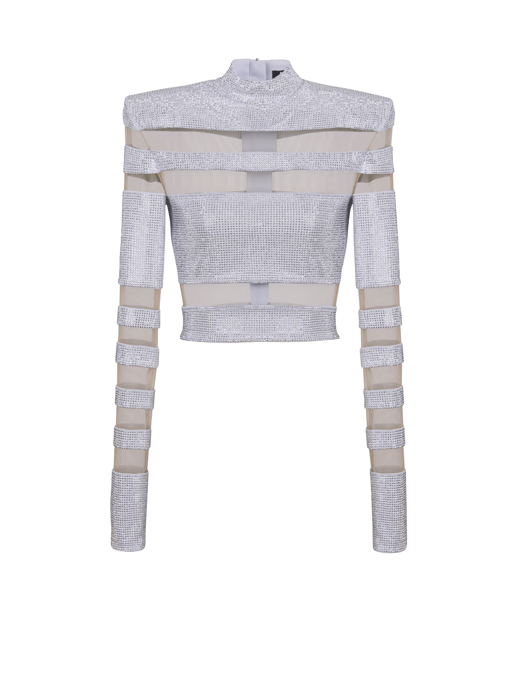 Balmain o1s1rm0624 Crop Top in Silver Size S / US 4 / IT 40 - 1 Thumbnail