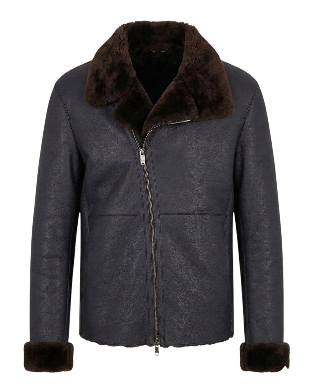 Emporio Armani ASYMMETRIC ZIP SHEARLING LEATHER JACKET Size US M / EU 48-50 / 2 - 1 Thumbnail