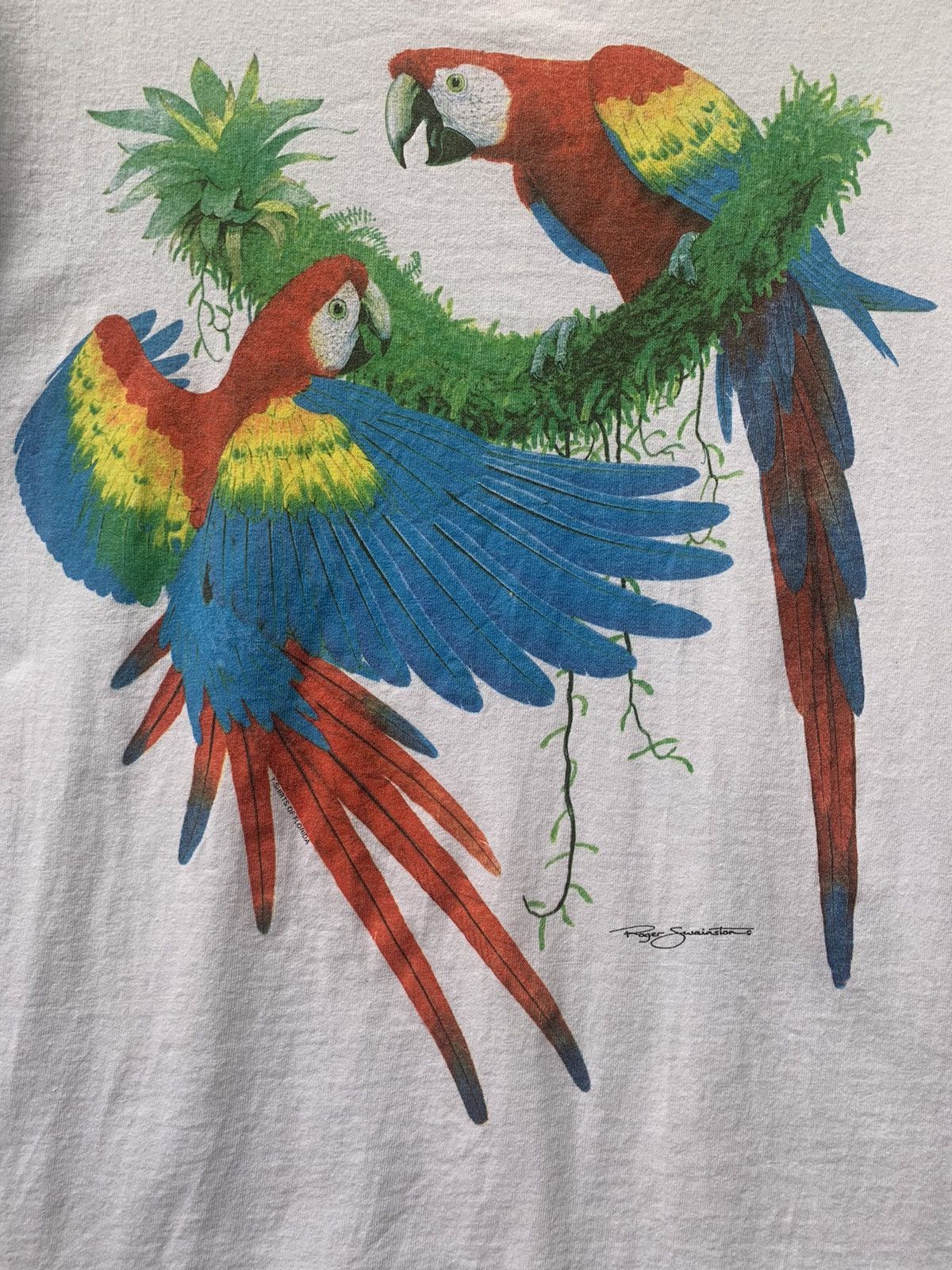 Other Vintage Artwork Couple Parrots by Roger Swainston T Shirt Size US L / EU 52-54 / 3 - 10 Thumbnail