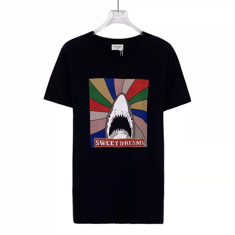 Saint Laurent Paris Saint Laurent Paris Black shark printed cotton round neck Size XS / US 0-2 / IT 36-38 - 1 Thumbnail
