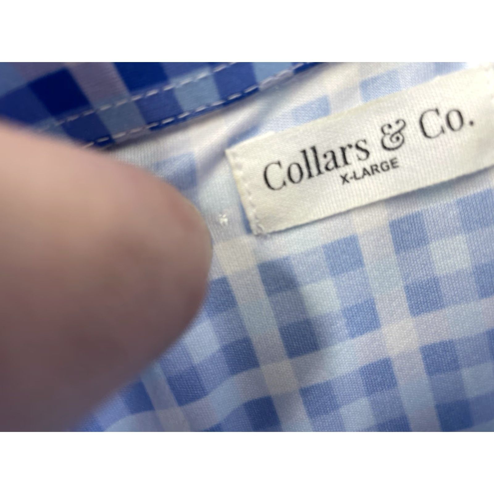CO Collars & Co Polo Shirt Mens XL Blue Check Performance Collared Business Size US XL / EU 56 / 4 - 4 Thumbnail