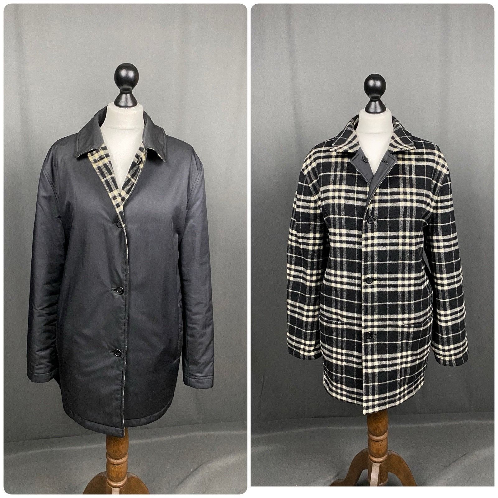 Burberry Burberry Nova Check Women's Black Wool Cashmere Reversible C Size XXL / US 16-18 / IT 52-54 - 1 Thumbnail