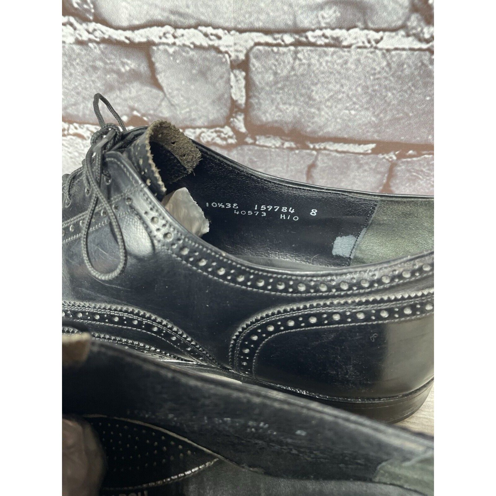 Other French Shriner Sterling Black Leather Wingtip Oxfords Shoes Size US 10.5 / EU 43-44 - 10 Thumbnail