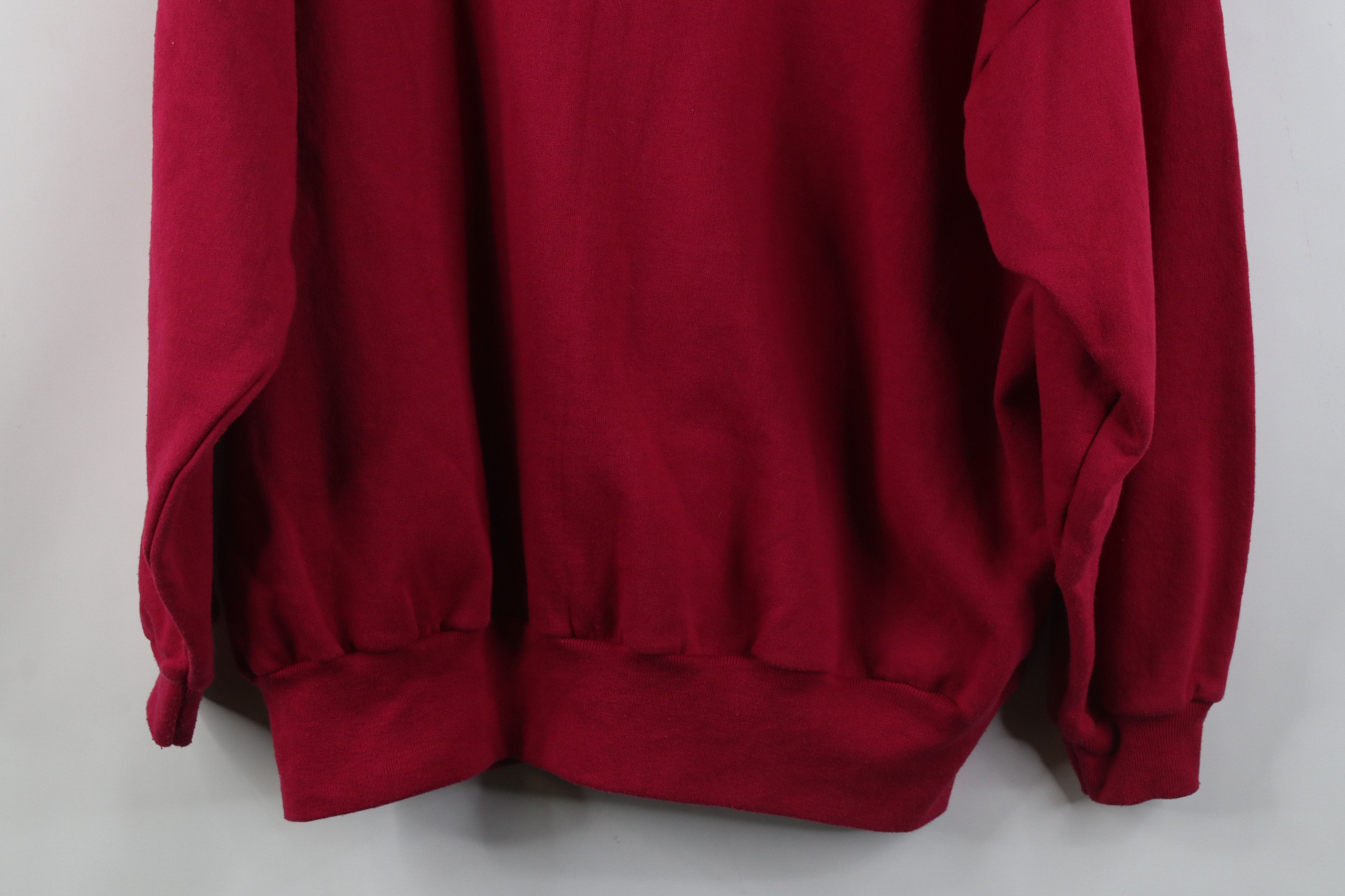Vintage Vintage 90s Streetwear Blank Full Zip Hoodie Sweatshirt Red Size XXL / US 16-18 / IT 52-54 - 13 Thumbnail
