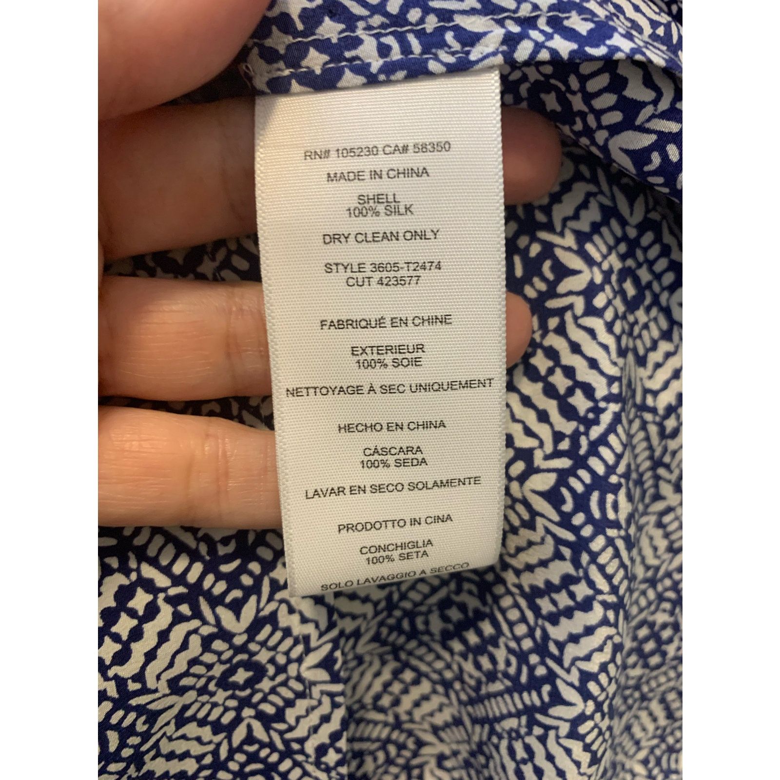 Joie Joie blue print silk 3/4 sleeves v neck tunic top size XXS Size XXS / US 00 / IT 34 - 4 Thumbnail