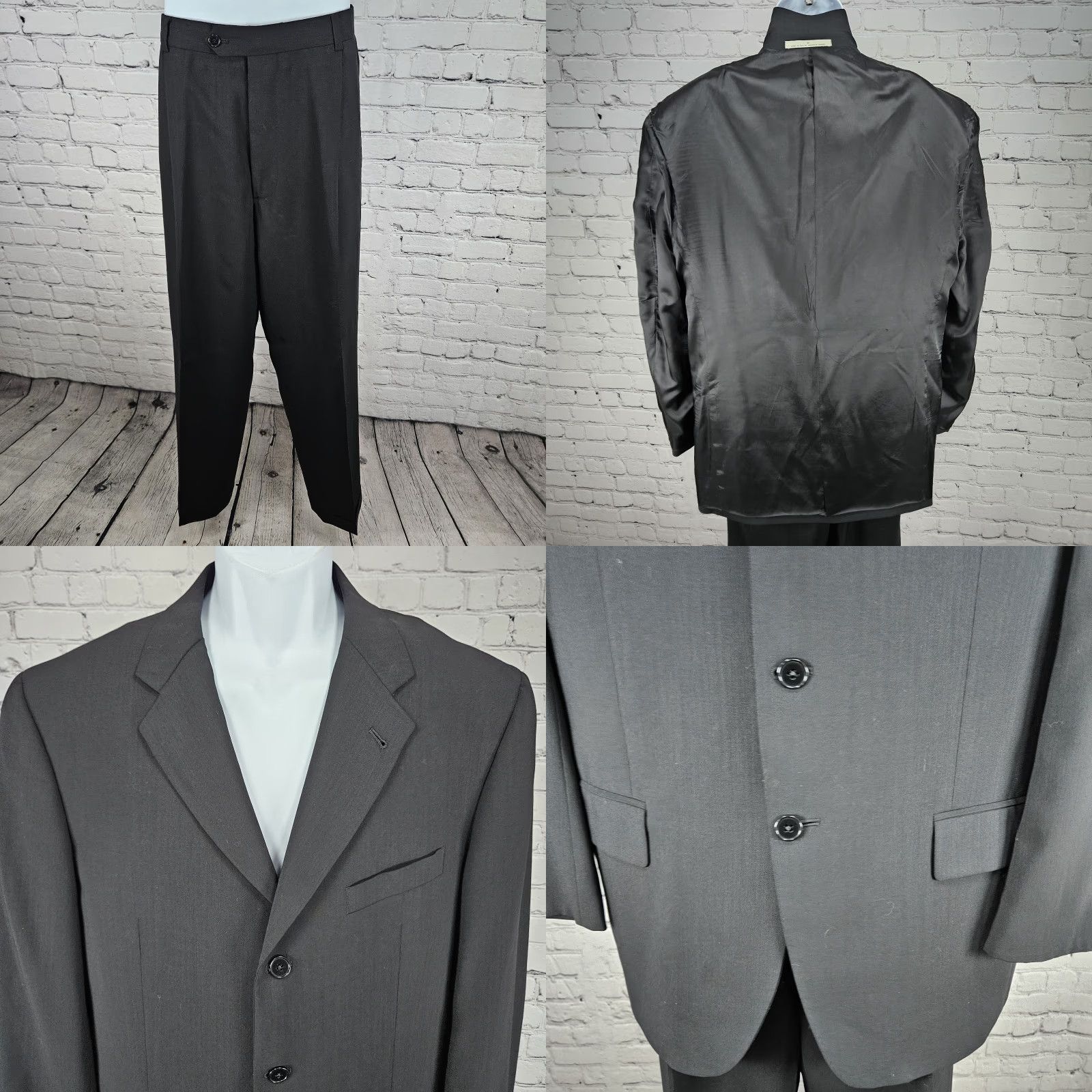 Joseph Abboud VINTAGE Joseph Abboud Black Wool Blend Full Suit 2 Piece 3 Button US 40R 32x31 Mens Professional Formal Size 40R - 8 Thumbnail