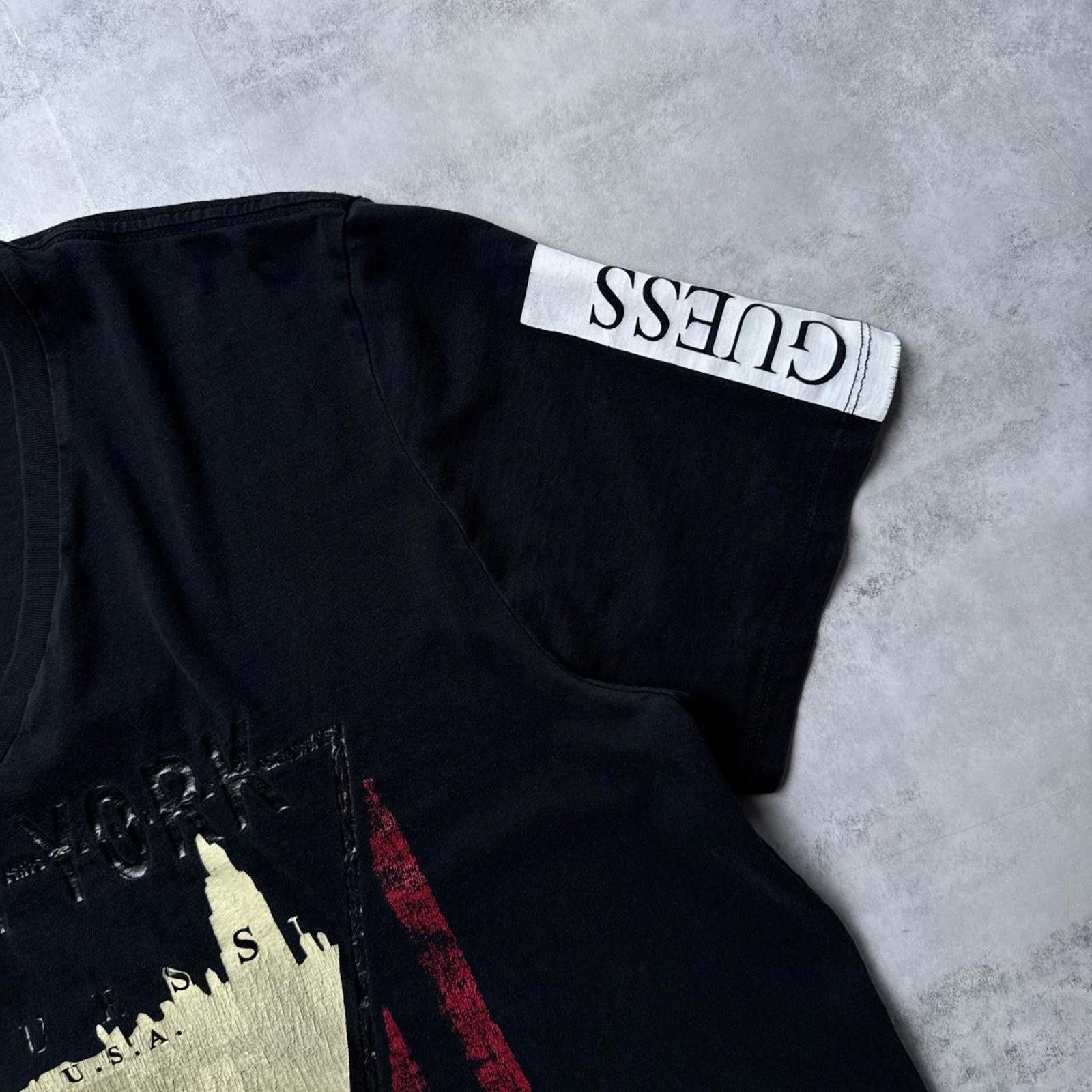 Guess Y2K Guess 00s Black V Neck Grunge t shirt Size US L / EU 52-54 / 3 - 5 Thumbnail
