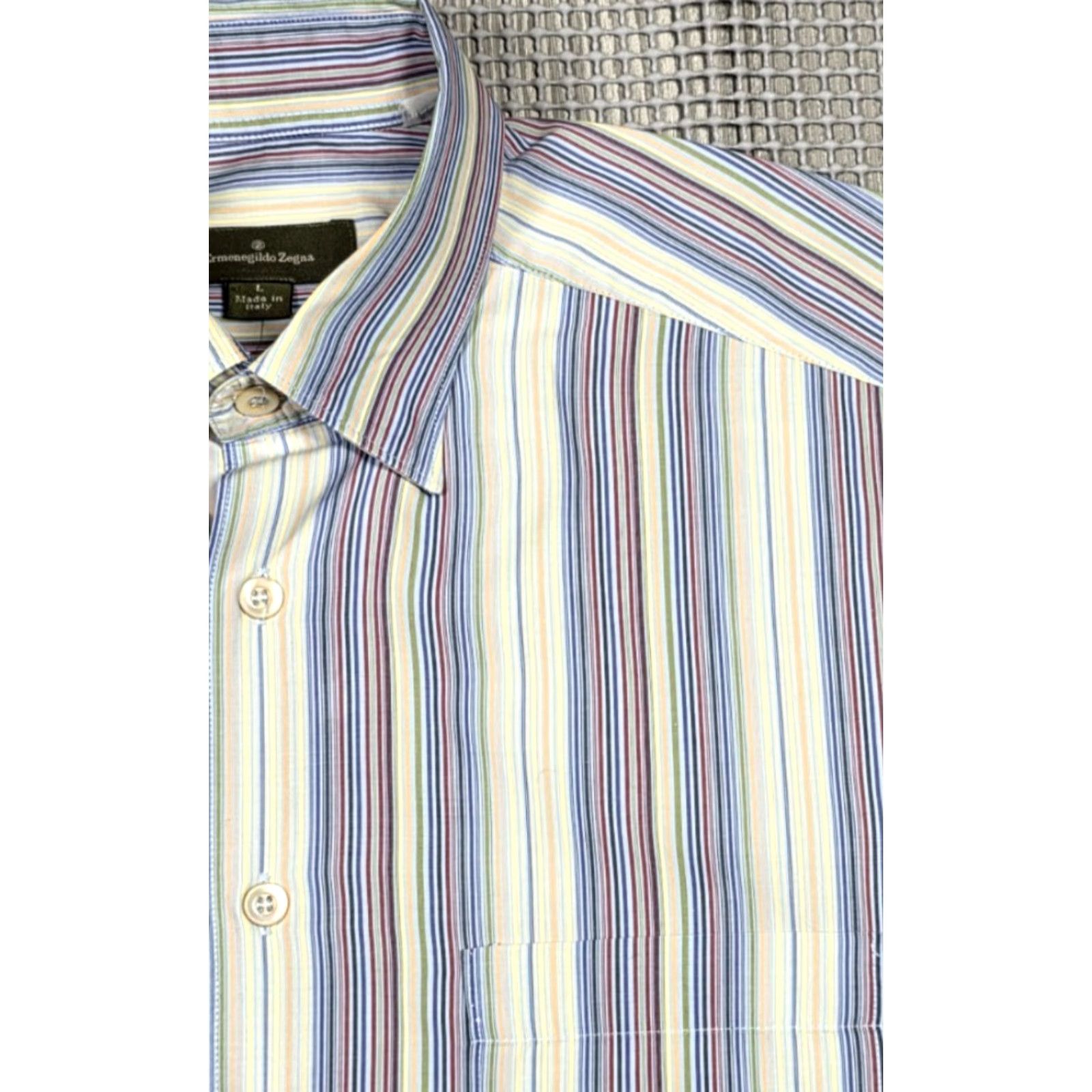 Ermenegildo Zegna Ermenegildo Zegna Button-Up Shirt Men Long Sleeve L Multicolor Stripe Italy Made Size US L / EU 52-54 / 3 - 3 Thumbnail
