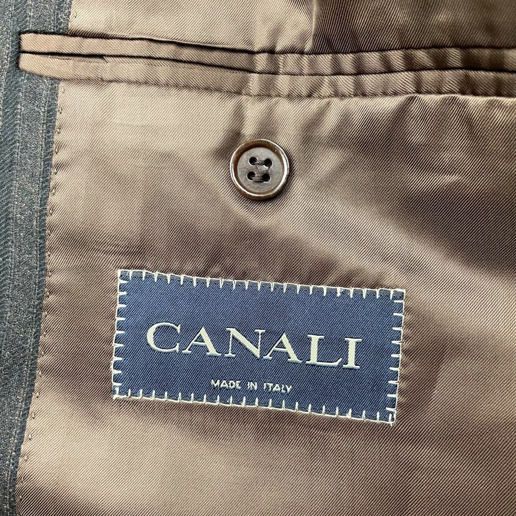 Canali Canali Blazer Men 2-Button Wool Flannel Black Brown Stripe Italy 40R Regular Notch Lapel Brown Wool 100% Wool Single-Breasted Chest 40 Size 44R - 5 Thumbnail