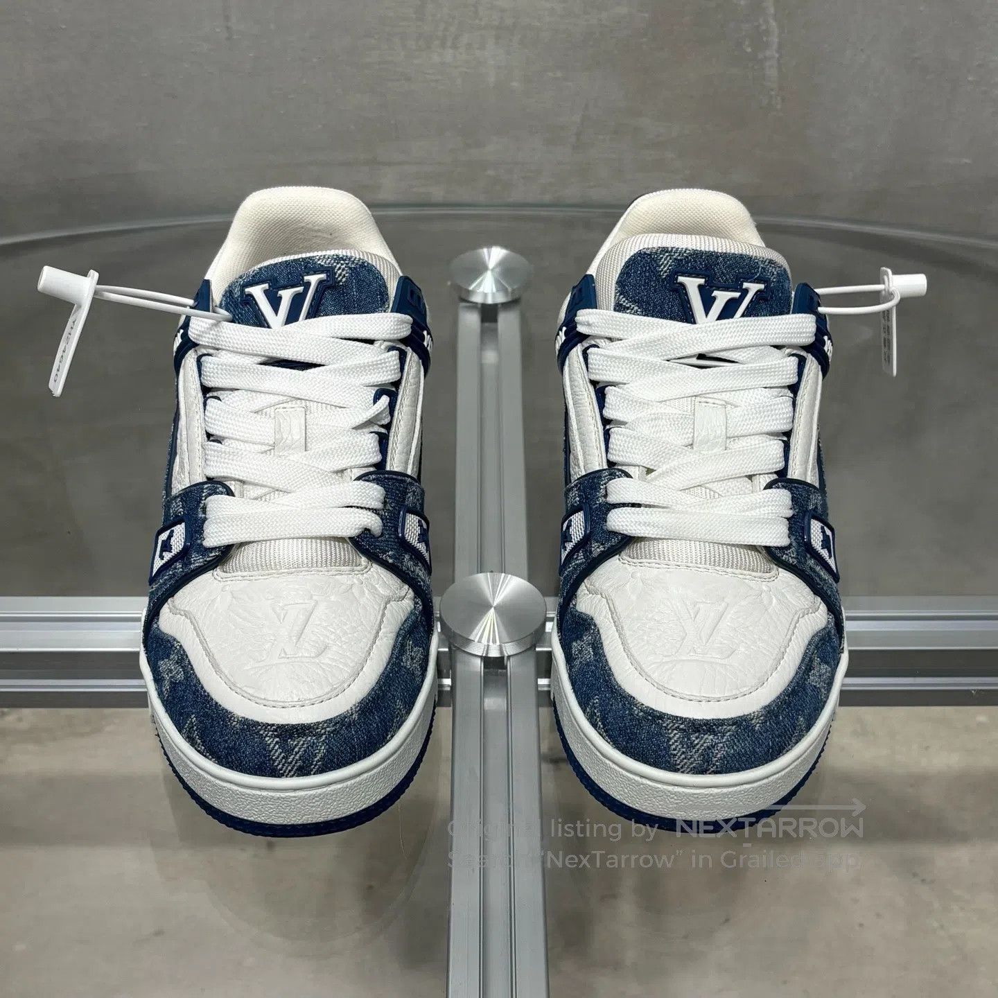 Louis Vuitton Louis Vuitton Trainer Blue and White Jeans shoes Size US 6 / IT 36 - 2 Thumbnail