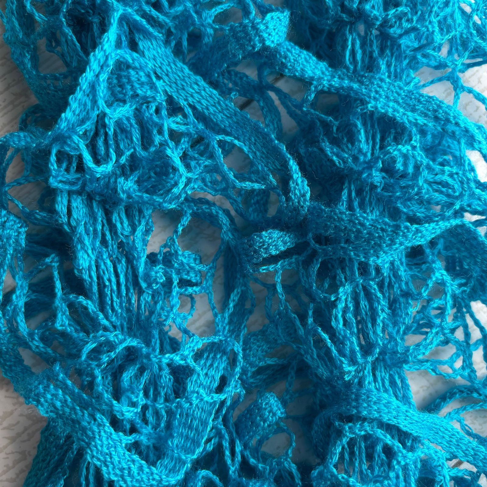 Handmade Handmade Crocheted Teal Blue Ruffle Scarf Size ONE SIZE - 3 Thumbnail