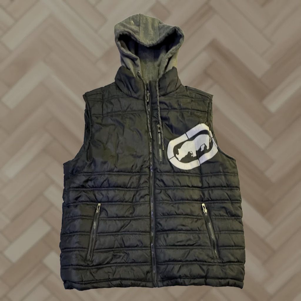 Ecko Unltd. Ecko Unltd. Vest Mens Large Black Quilted Puffer Hooded Full Zip Rhino Logo Size US L / EU 52-54 / 3 - 1 Thumbnail