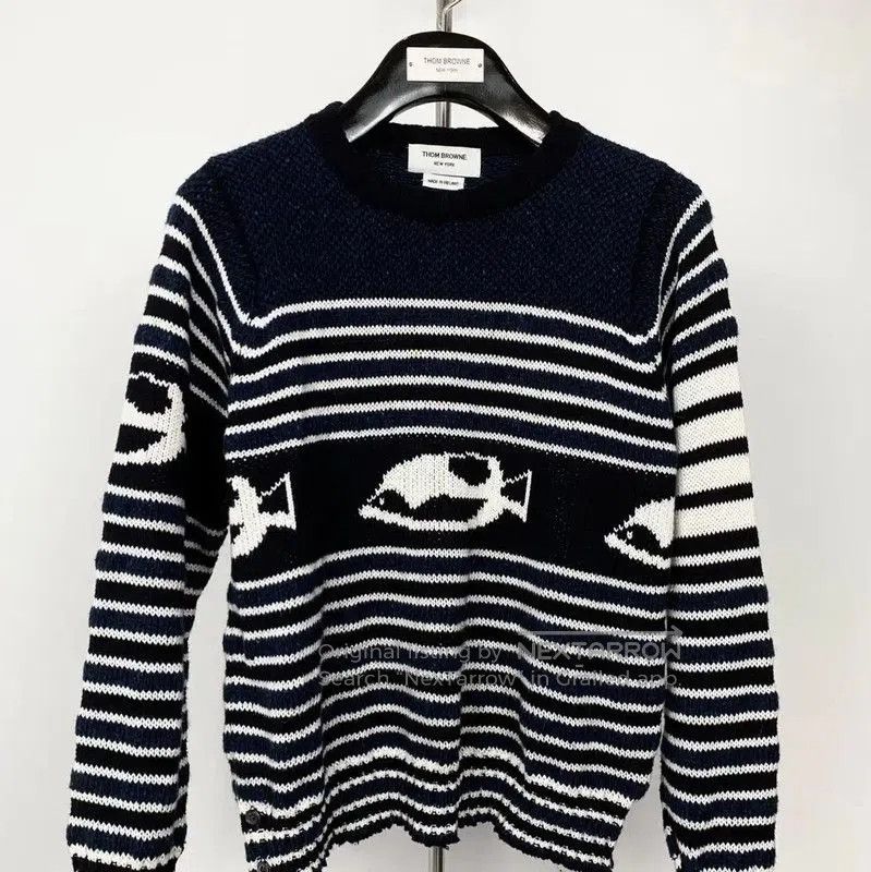 Thom Browne Color-Block Cotton Blend Pullover Sweater .